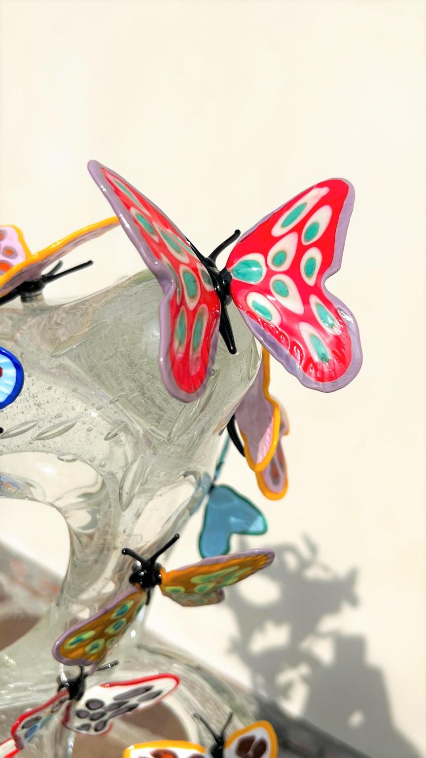 Costantini Diego Modern Crystal Murano Glass Infinity Sculpture mit Schmetterlingen im Angebot 2