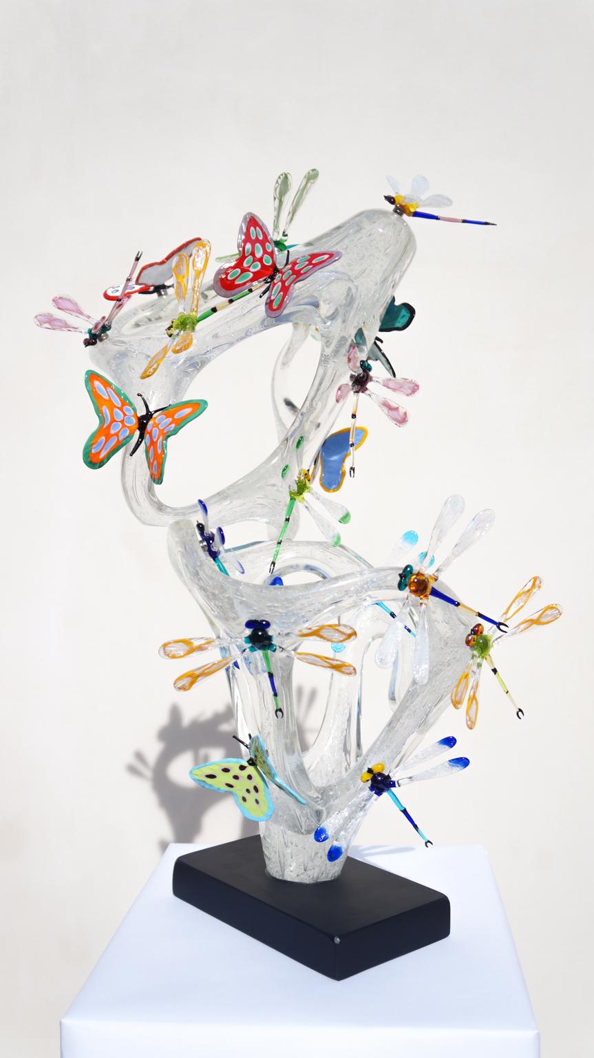 Costantini Diego Modern Murano Glass Sculpture with Butterflies & Dragonflies For Sale 4