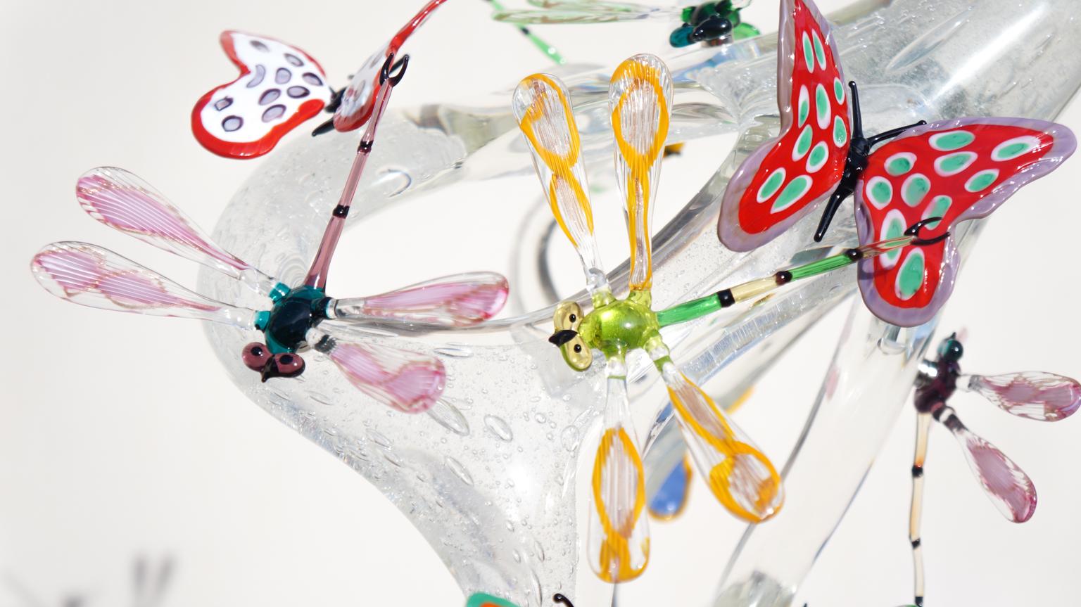 Costantini Modernity Murano Glass Sculpture avec papillons et libellules en vente 5