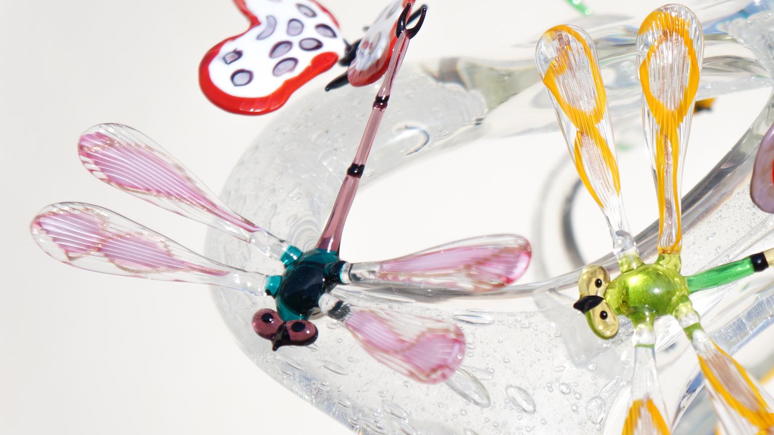 Costantini Modernity Murano Glass Sculpture avec papillons et libellules en vente 6