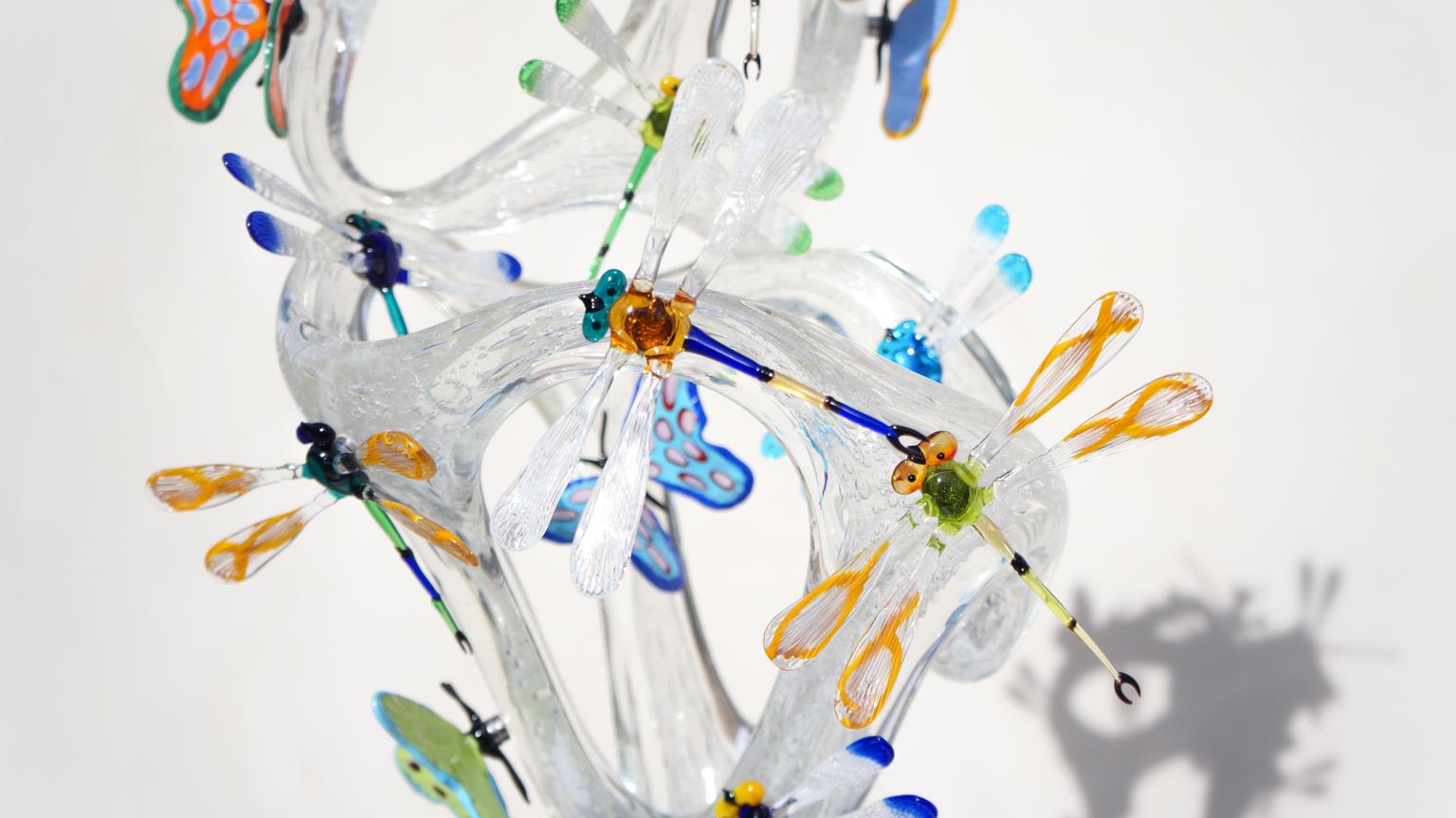 Costantini Modernity Murano Glass Sculpture avec papillons et libellules en vente 8
