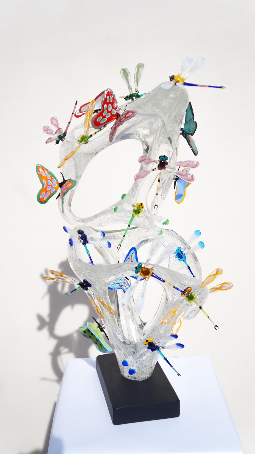 Costantini Modernity Murano Glass Sculpture avec papillons et libellules en vente 10
