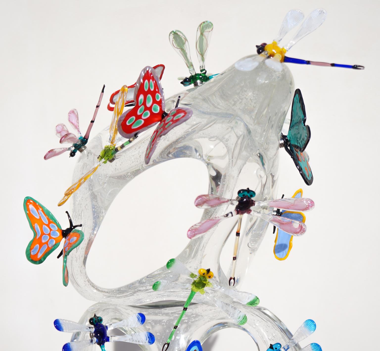 Costantini Modernity Murano Glass Sculpture avec papillons et libellules en vente 11