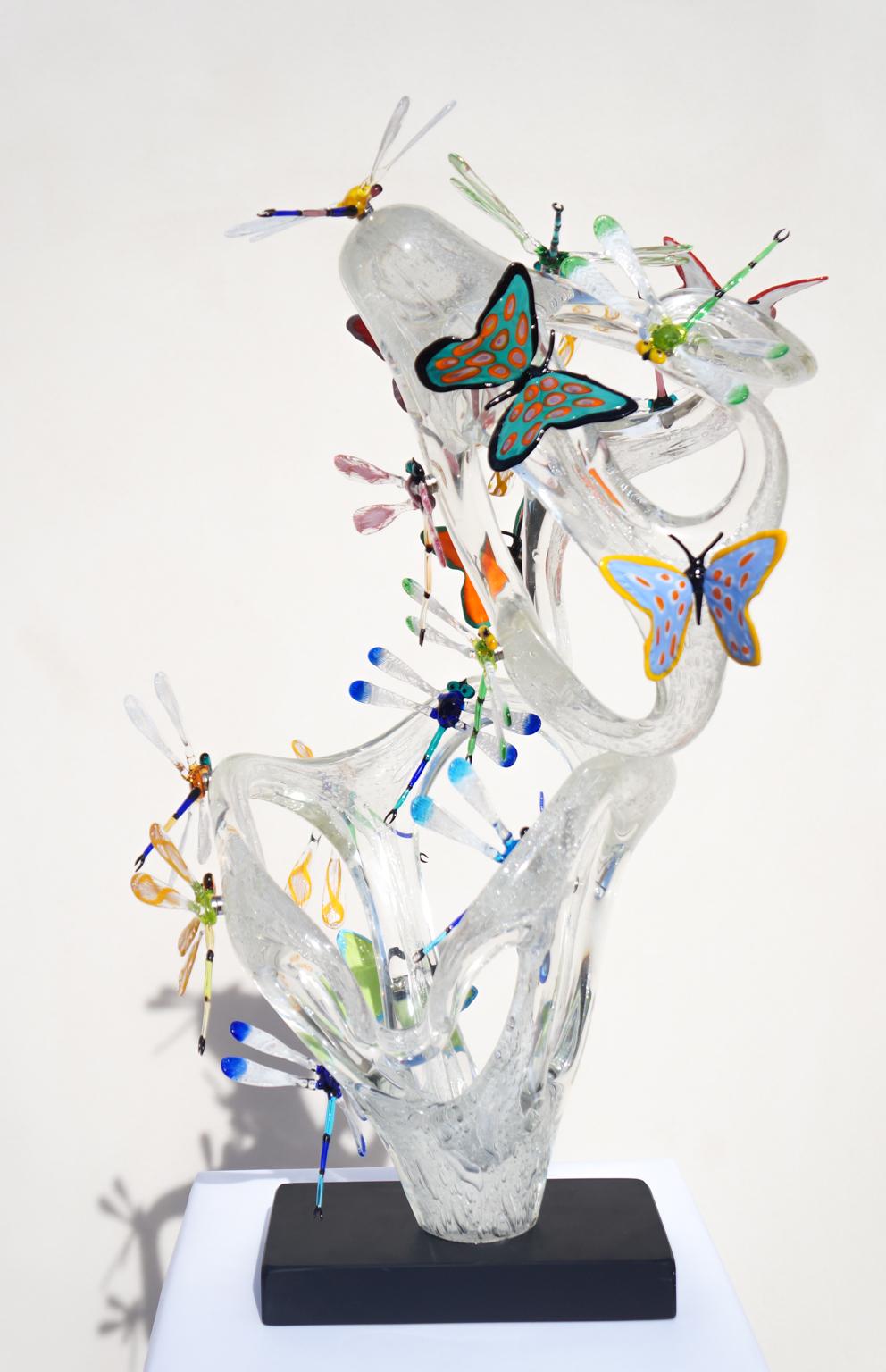Costantini Diego Modern Murano Glass Sculpture with Butterflies & Dragonflies For Sale 14