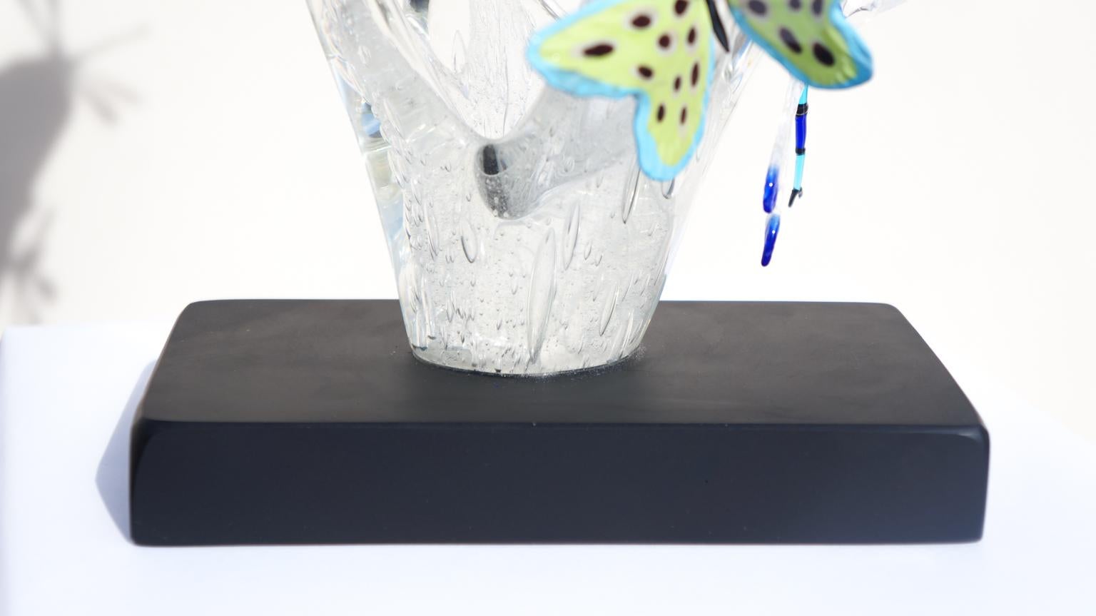 Costantini Diego Modern Murano Glass Sculpture with Butterflies & Dragonflies For Sale 3