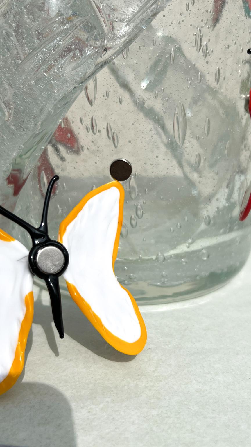 Costantini Diego Modern Kristall Pulegoso Made Murano Glass Vase mit Schmetterlingen (Glaskunst) im Angebot