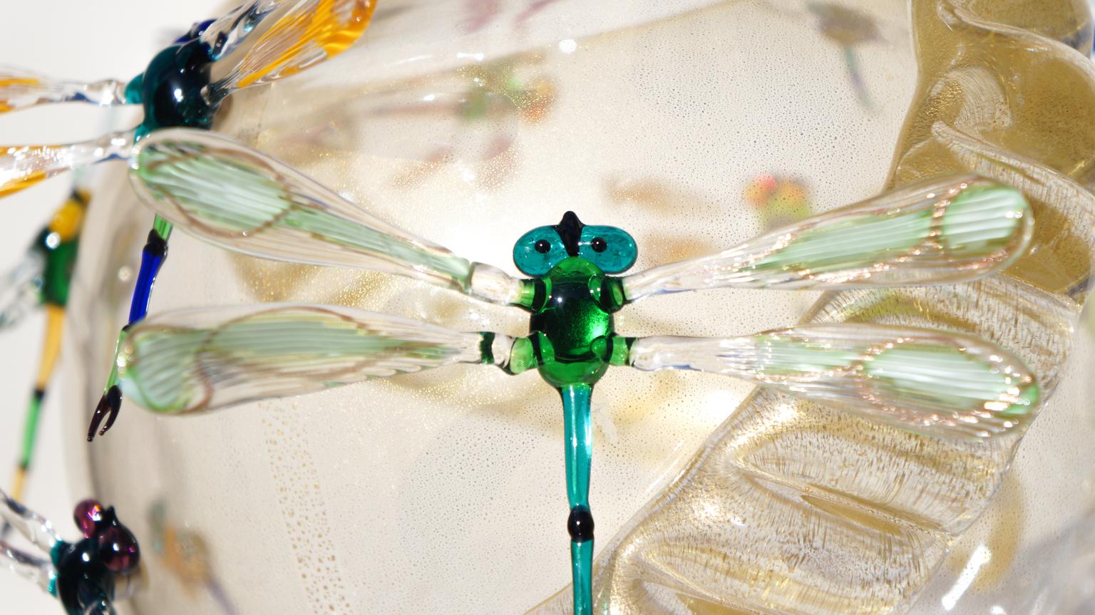 Costantini Modern Real Gold Made Murano Glass Vase with Dragonflies, 2022 8