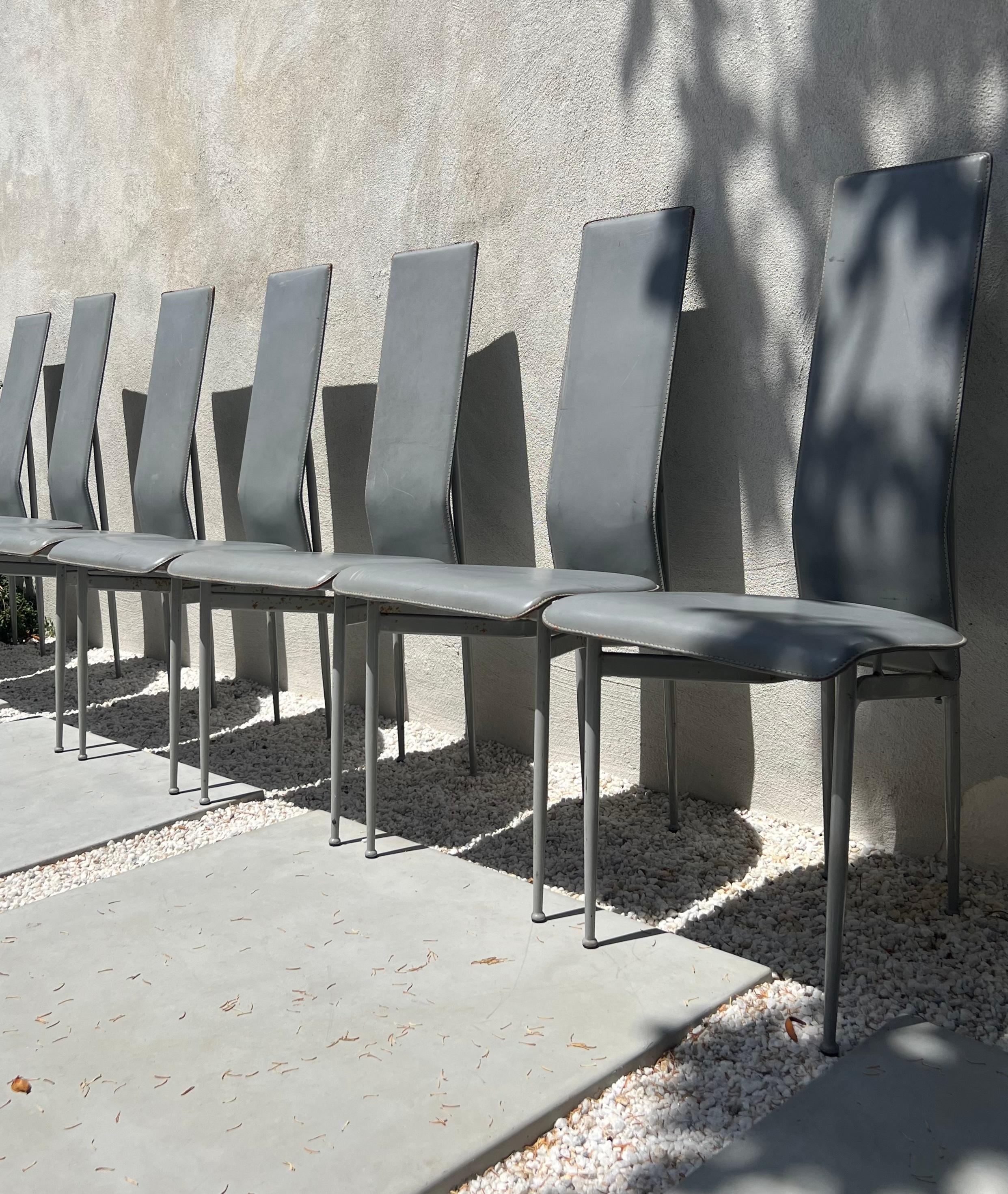 Costantini Style Postmodern Sculptural Dining Chairs in Gray, Set of 8, 1970s 3