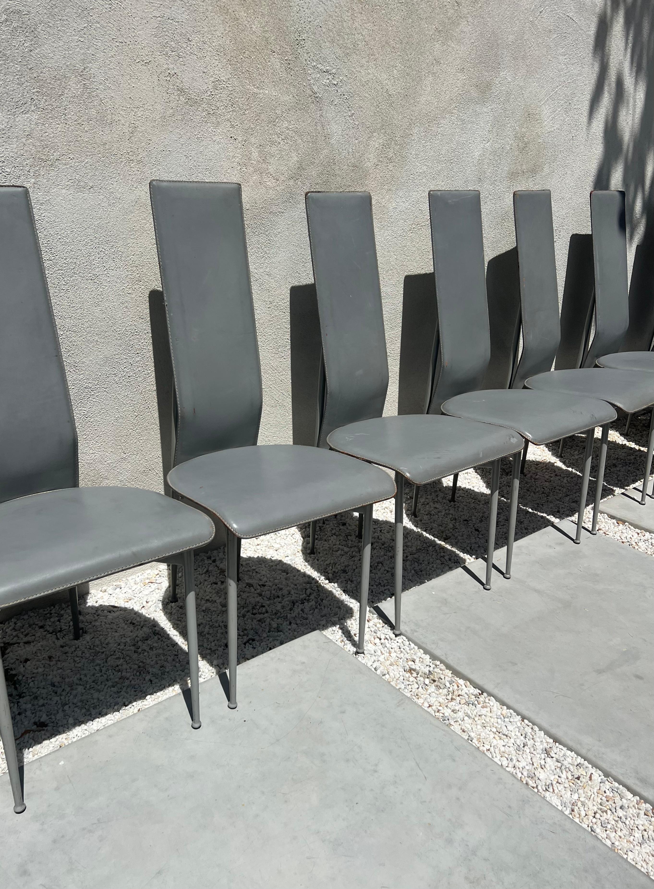 Costantini Style Postmodern Sculptural Dining Chairs in Gray, Set of 8, 1970s 4