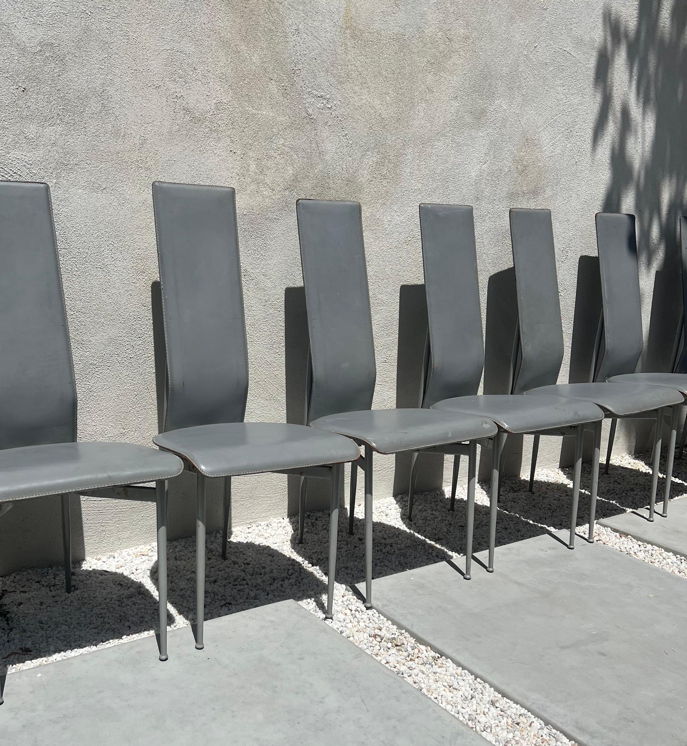 Costantini Style Postmodern Sculptural Dining Chairs in Gray, Set of 8, 1970s 8