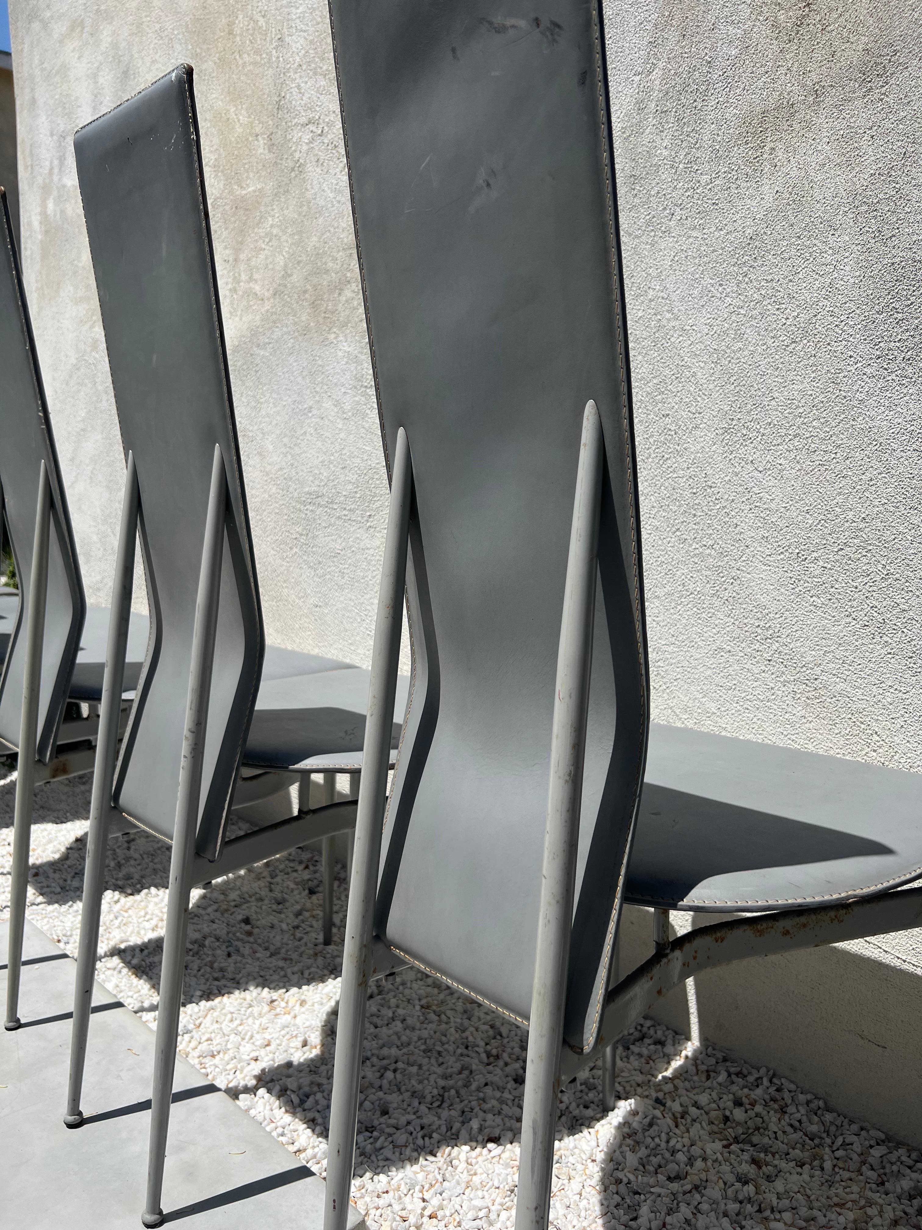 Costantini Style Postmodern Sculptural Dining Chairs in Gray, Set of 8, 1970s 9