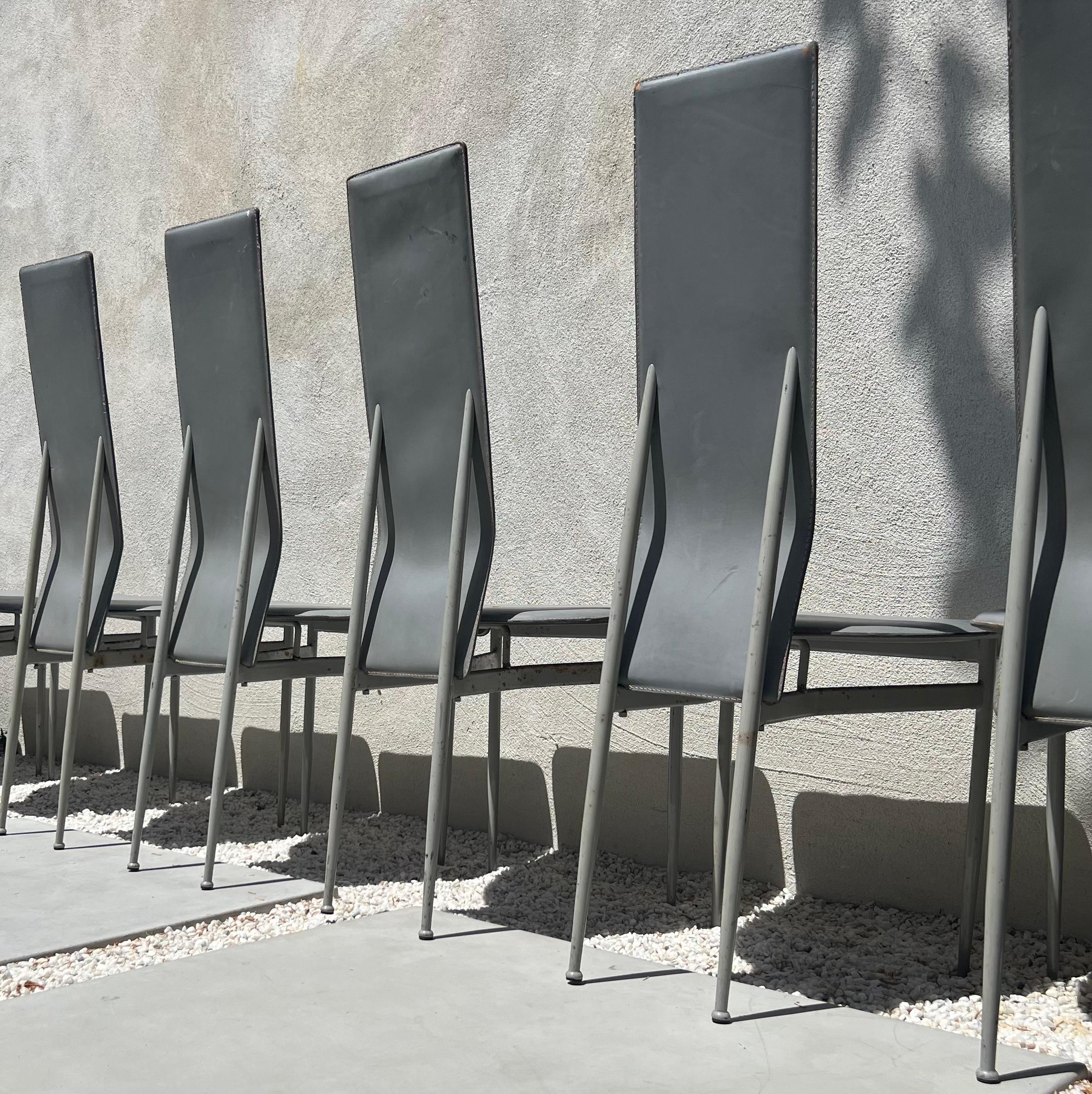 Costantini Style Postmodern Sculptural Dining Chairs in Gray, Set of 8, 1970s 12