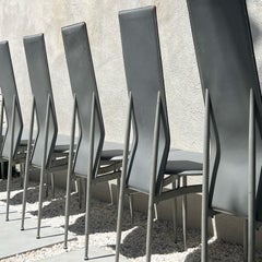 Costantini Style Postmodern Sculptural Dining Chairs in Gray, Set of 8, 1970s