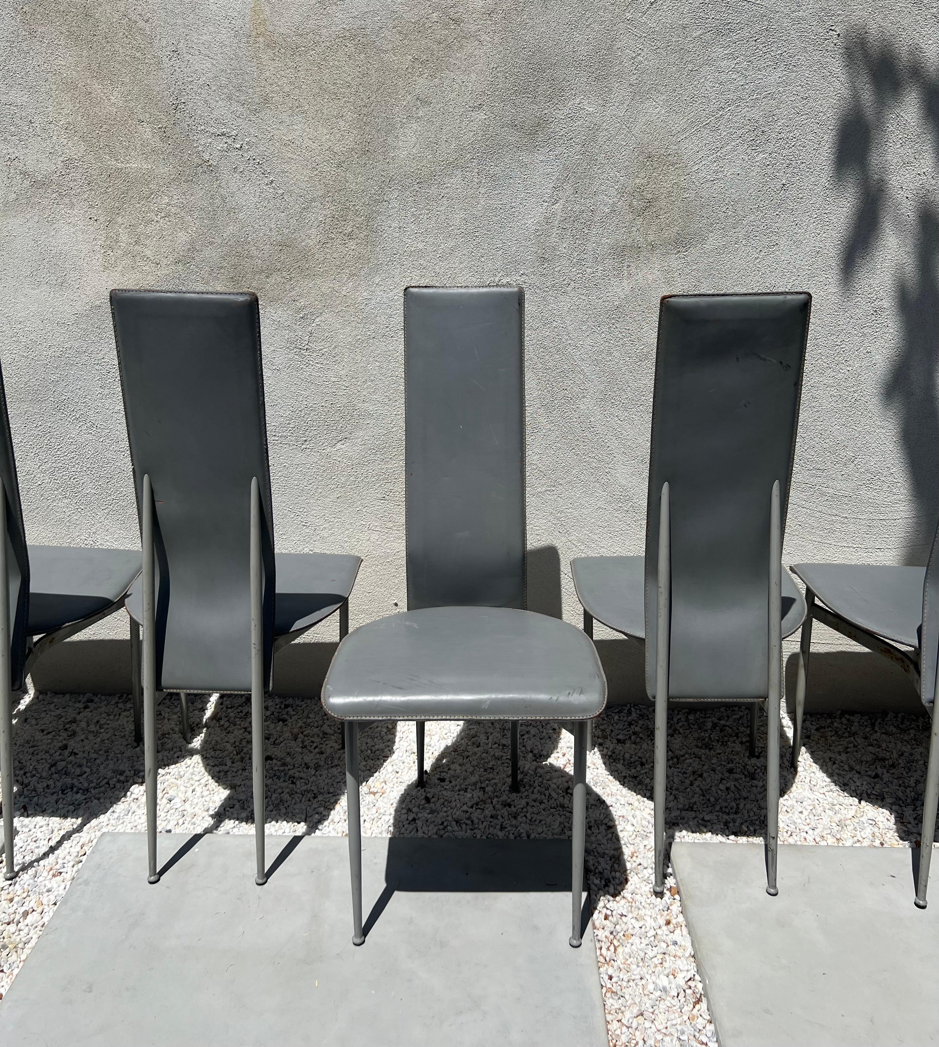 Post-Modern Costantini Style Postmodern Sculptural Dining Chairs in Gray, Set of 8, 1970s