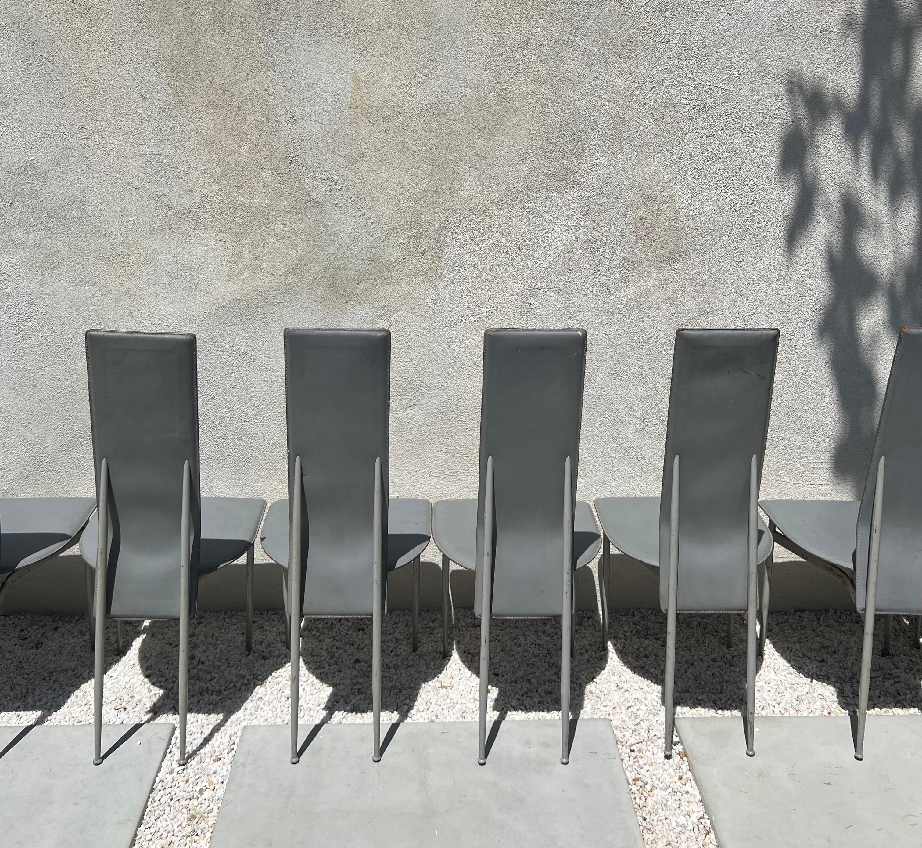 Costantini Style Postmodern Sculptural Dining Chairs in Gray, Set of 8, 1970s In Good Condition In View Park, CA