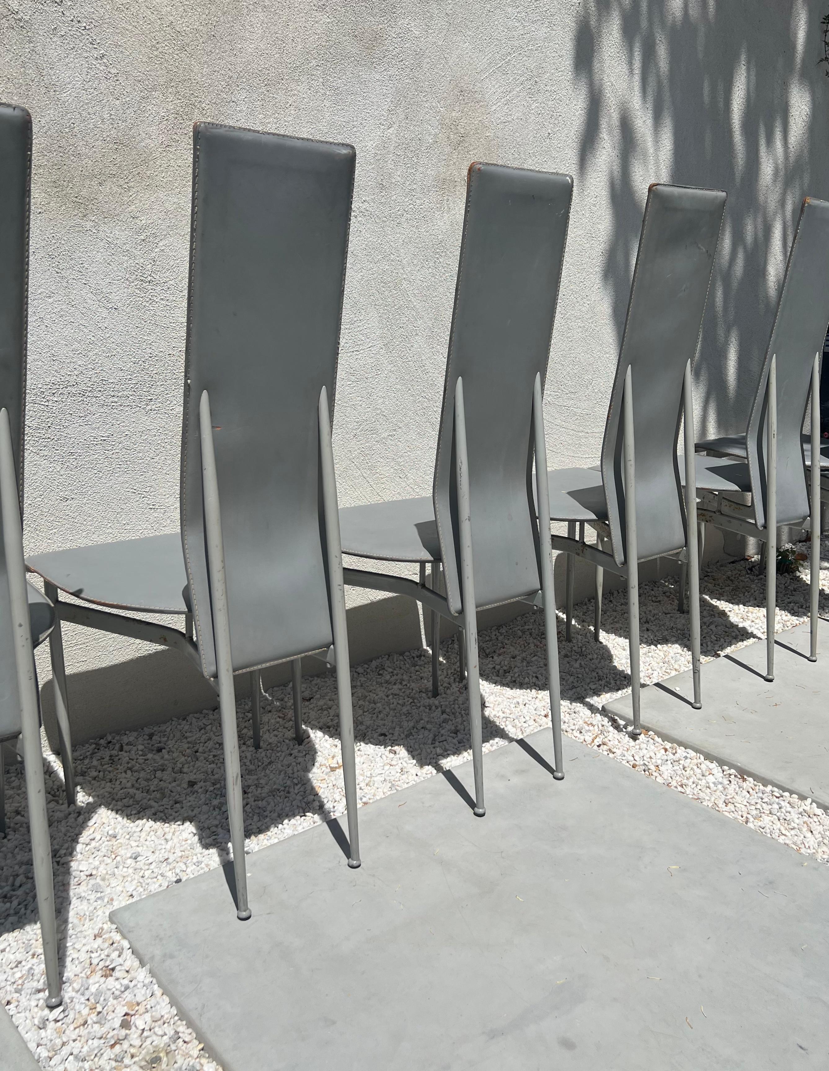 Late 20th Century Costantini Style Postmodern Sculptural Dining Chairs in Gray, Set of 8, 1970s