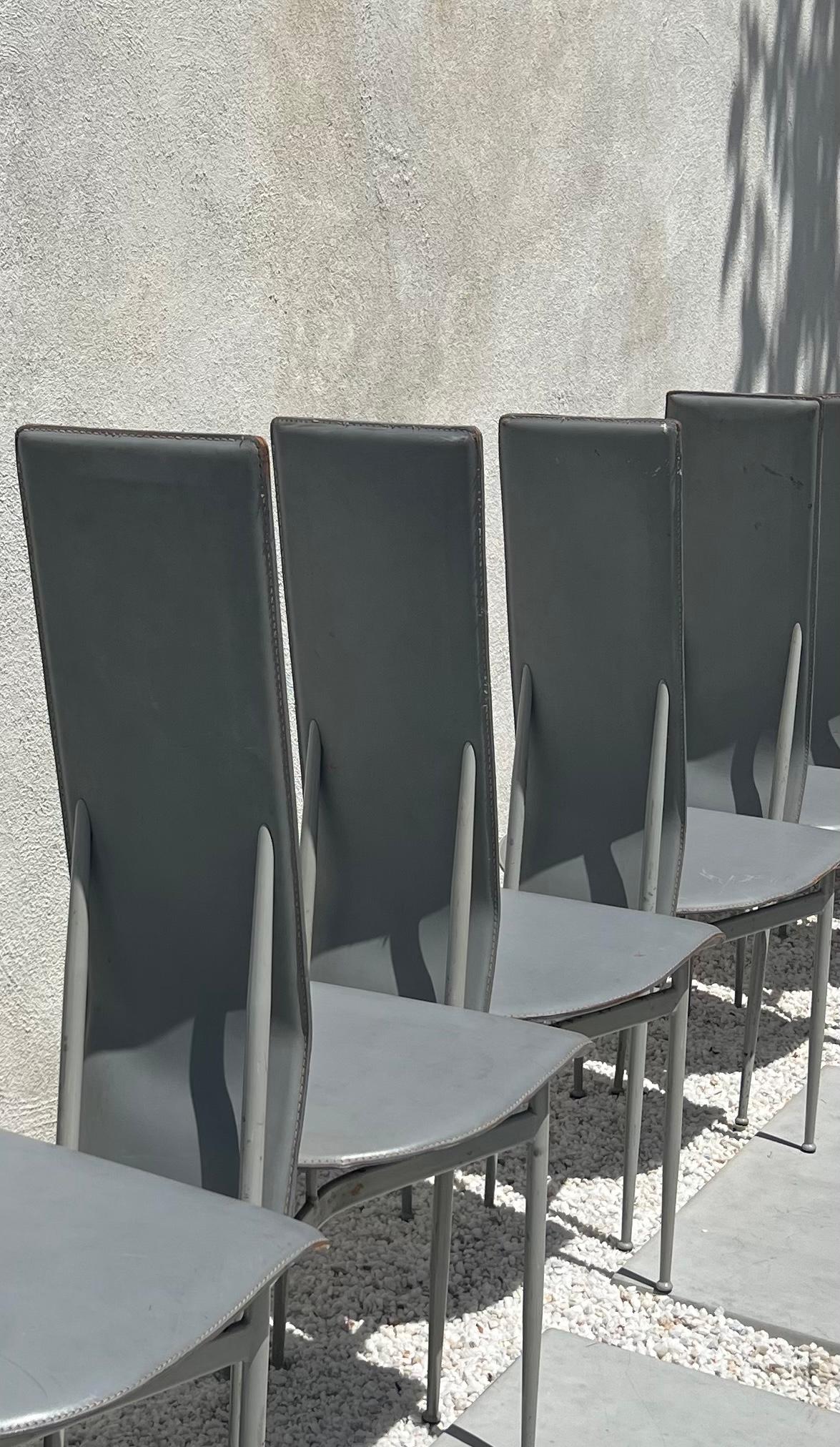Costantini Style Postmodern Sculptural Dining Chairs in Gray, Set of 8, 1970s 1