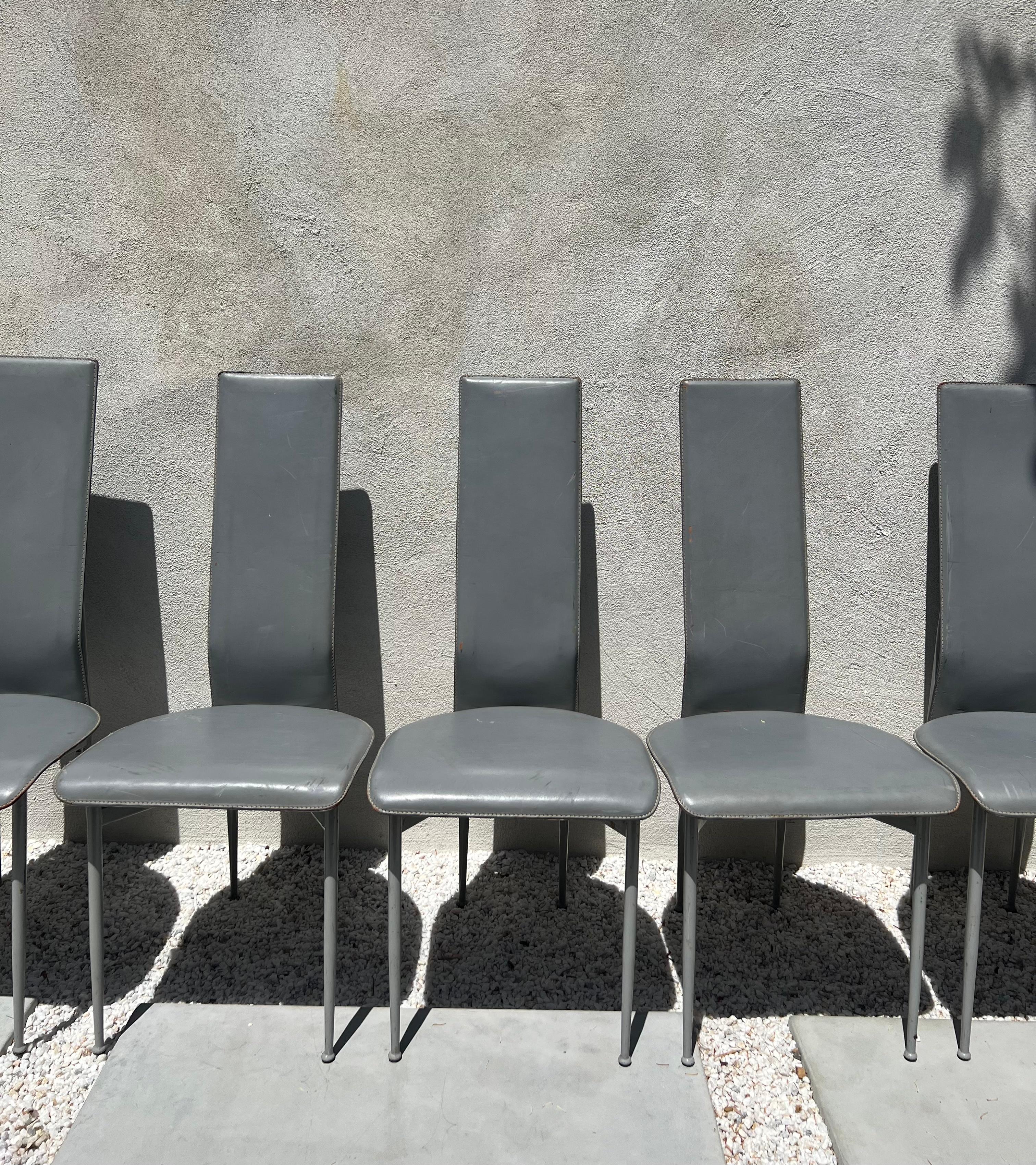 Costantini Style Postmodern Sculptural Dining Chairs in Gray, Set of 8, 1970s 2