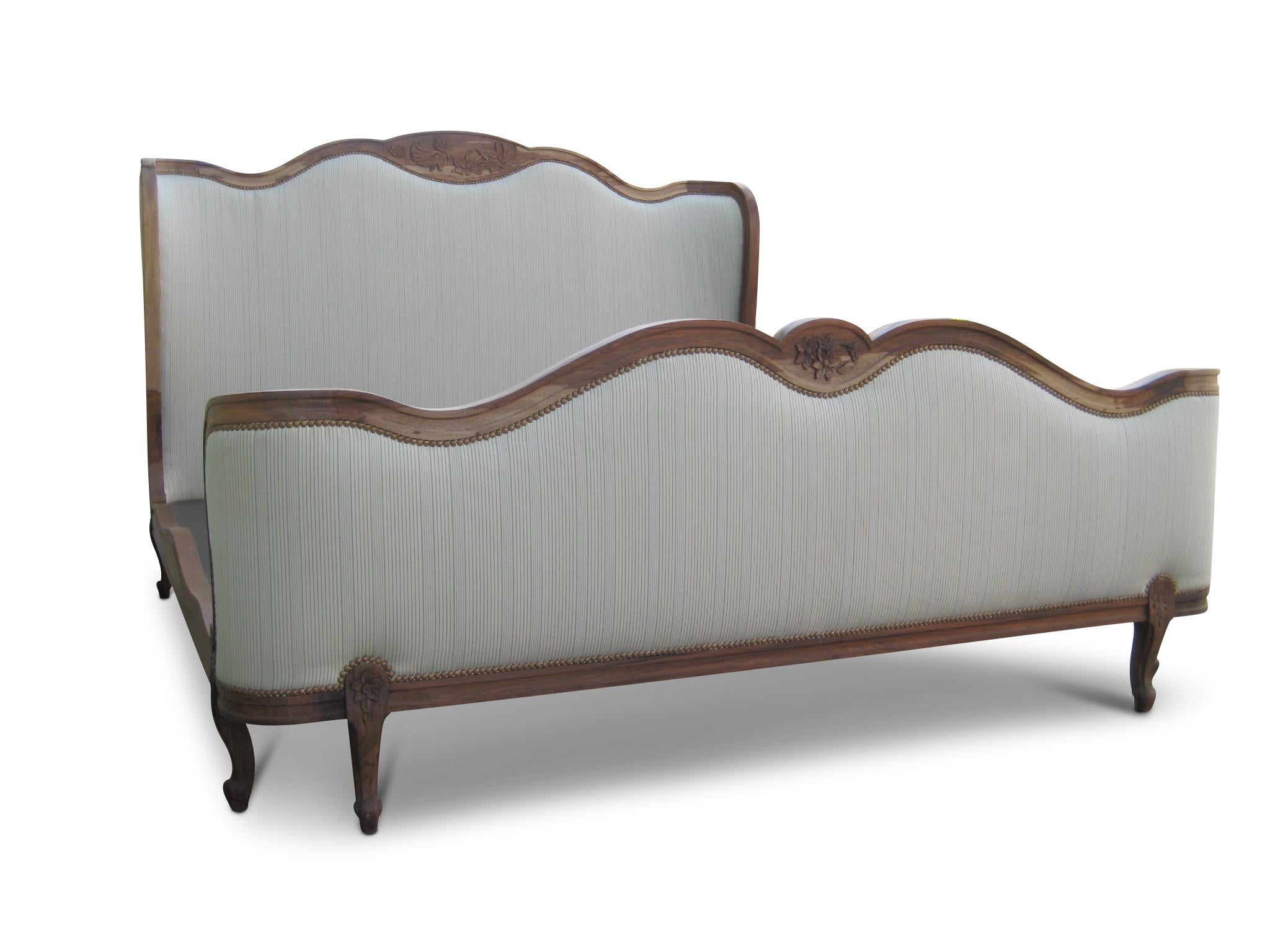 Argentine Contemporary Louis XV Style King Bed in COM with Custom Carving from Costantini For Sale