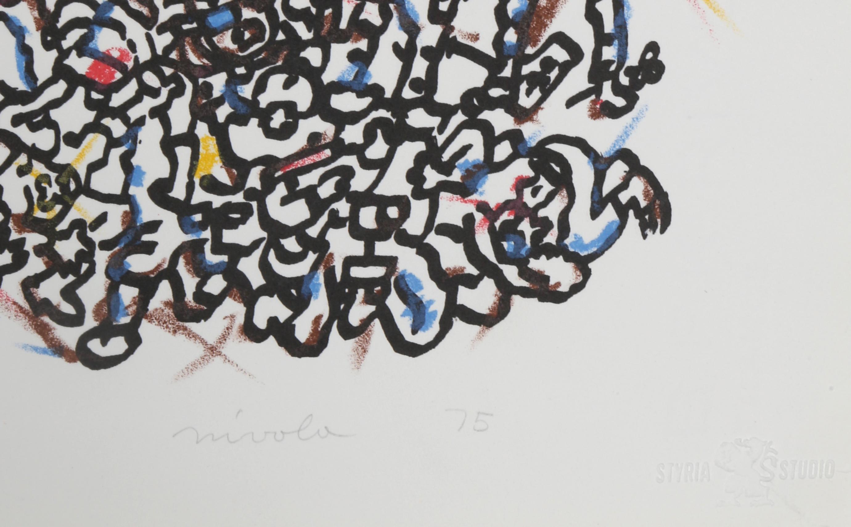 Stadt, Zweihundertjahrfeier Pop Art Lithographie und Siebdruck von Cotstantino Nivola (Grau), Landscape Print, von Costantino Nivola
