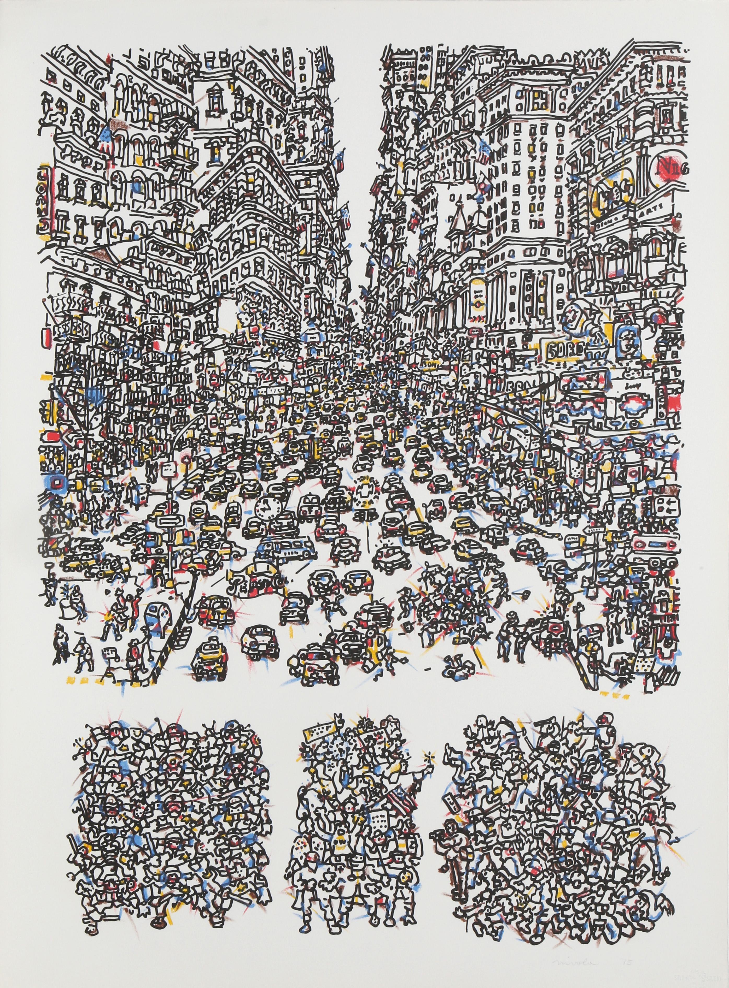 Landscape Print de Costantino Nivola - Ciudad, Grabado del Bicentenario de Contstantino Nivola