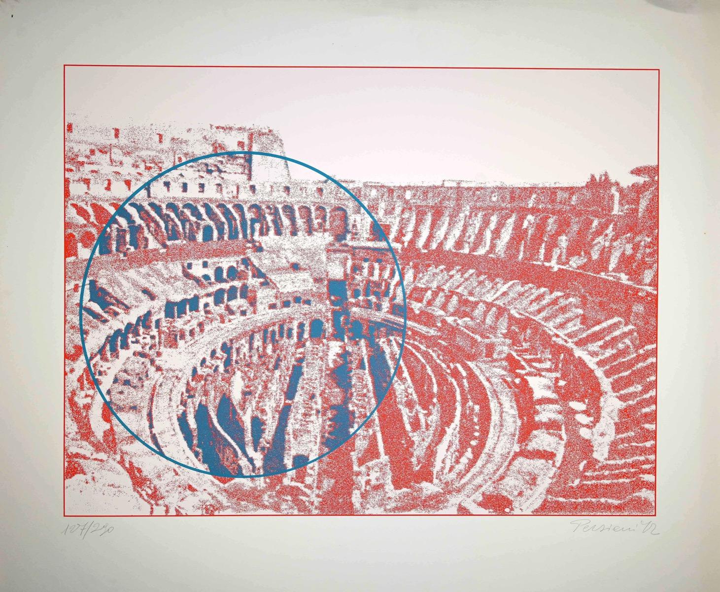 Rom – Innenraum des Colosseums – Raumteiler mit Paraventdruck von Costantino Persiani – 1972