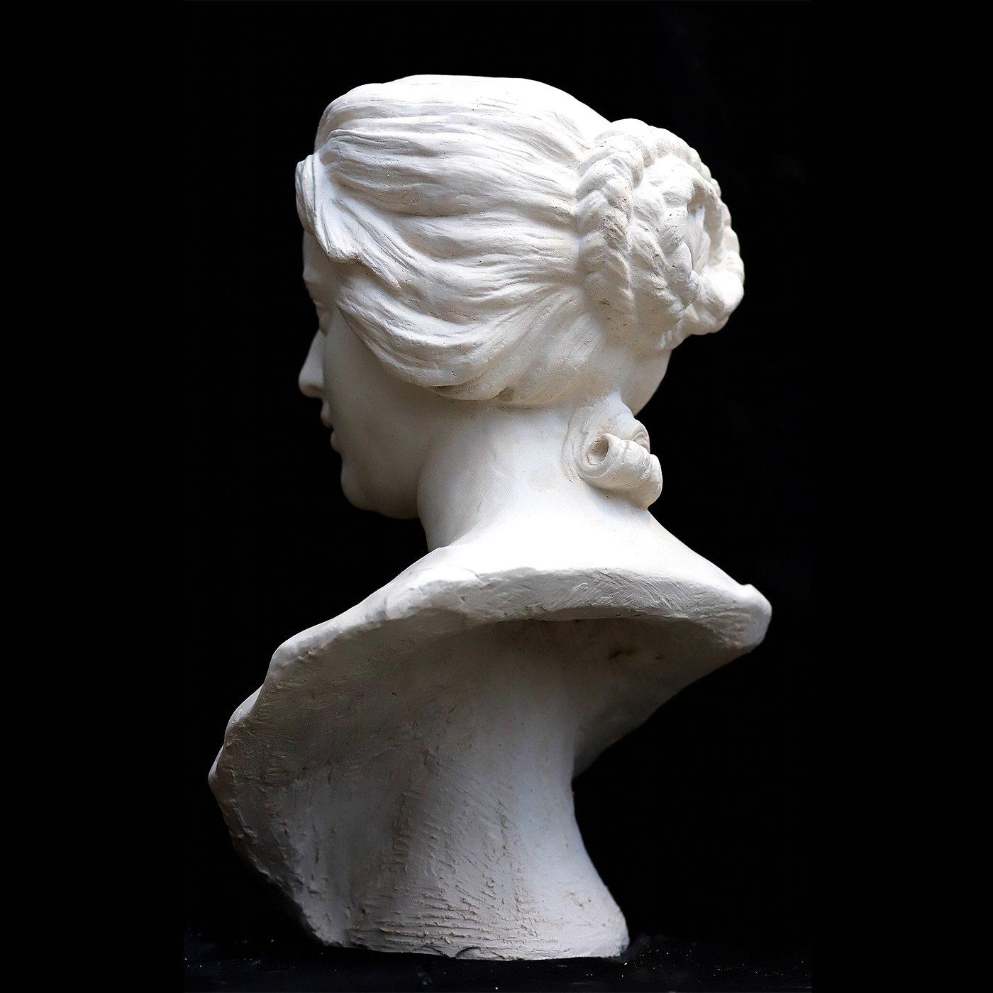 Handcrafted by artists from the Florence-based Romanelli Gallery, this plaster bust depicts Costanza Bonarelli, an Italian noblewoman and merchant famous for having been a subject of Bernini's paintings. Adding instant elegance and sophistication to