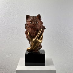 Costanzo Mongini Sculpture "Gatto con Mano / Cat with Hand", 1980s Signed 46/450