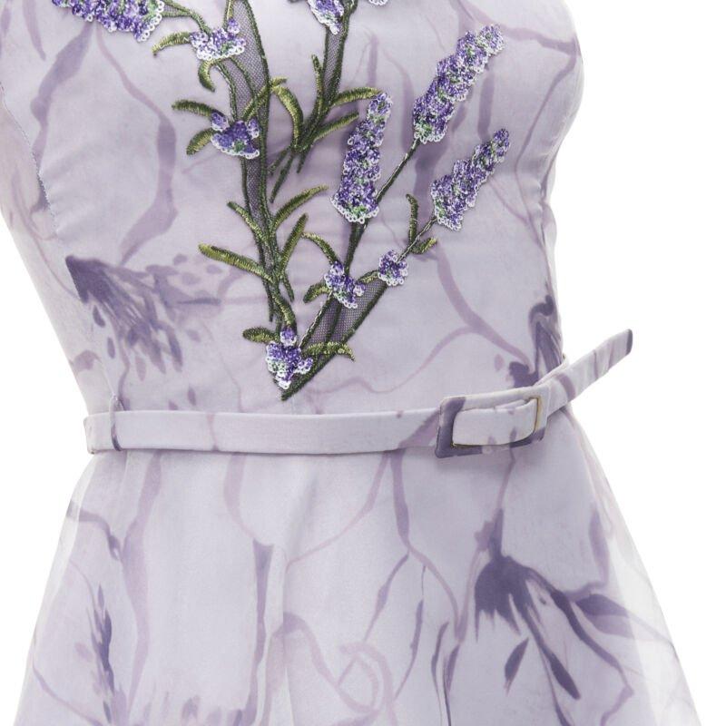 COSTARELLOS lilac purple lavender embroidery belted midi dress FR34 XS
Reference: AAWC/A00058
Brand: Costarellos
Color: Purple
Pattern: Floral
Closure: Zip
Lining:  Fully Lined
Extra Details: Lavender sequins embroidery. Detachable belt at waist.