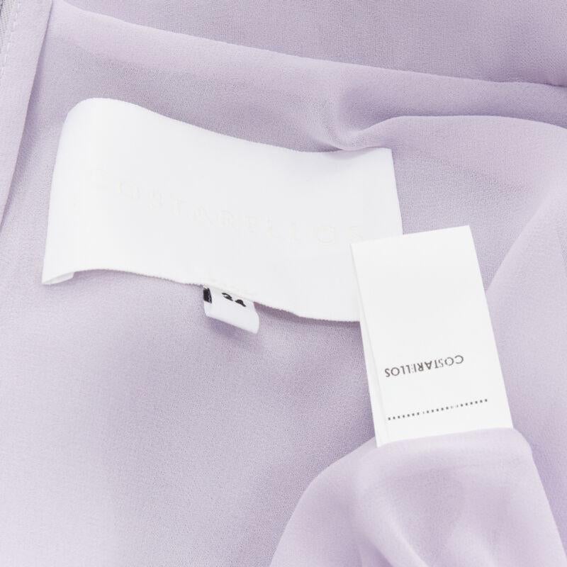 COSTARELLOS lilac purple lavender embroidery belted midi dress FR34 XS 5