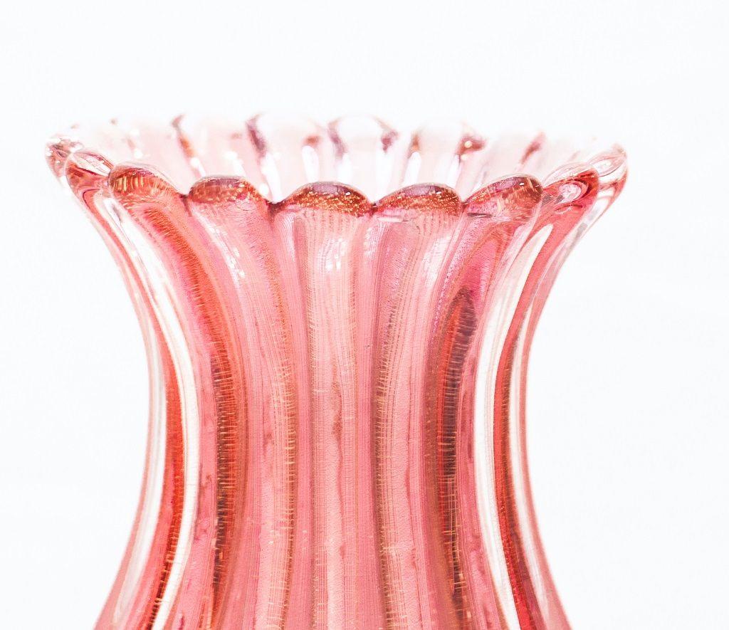 Italian Coste Pink Vase by Archimede Seguso, Murano Glass, 1950s