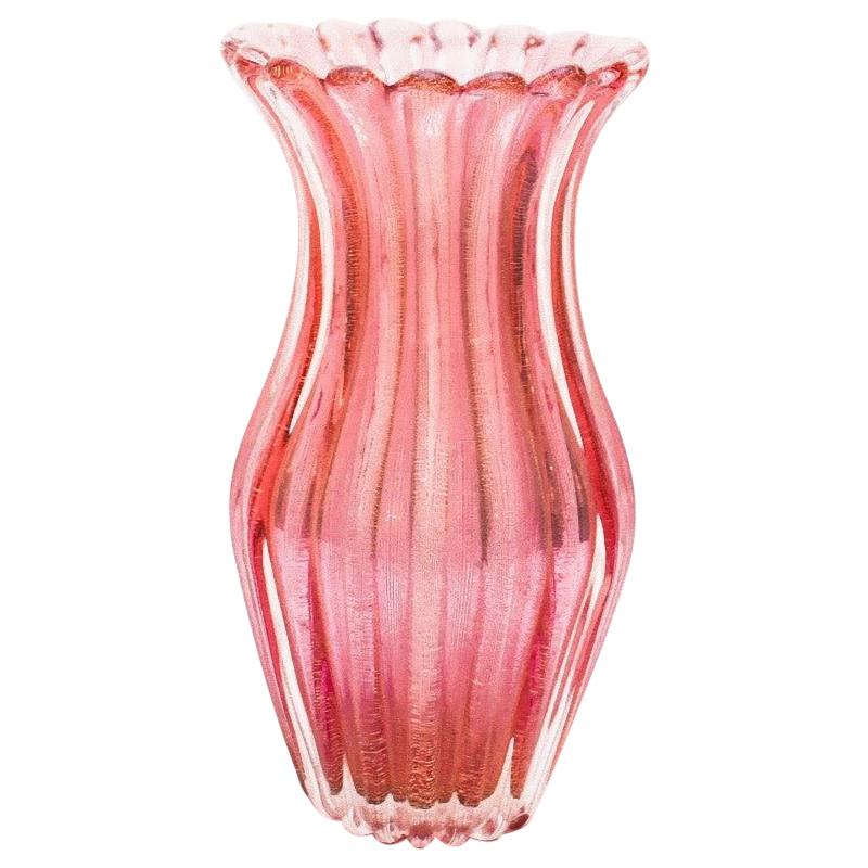 Coste Pink Vase by Archimede Seguso, Murano Glass, 1950s