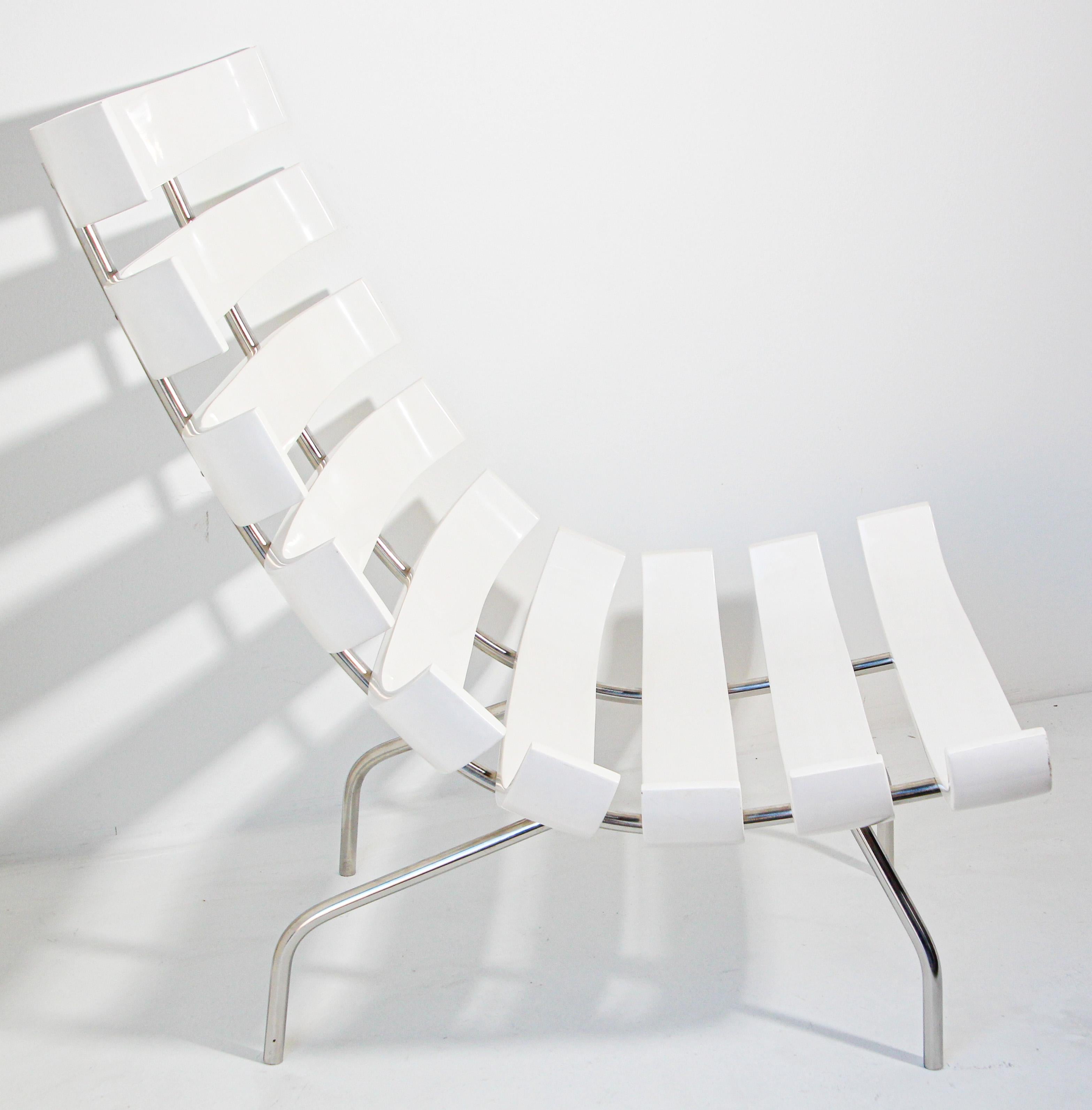 Mid-Century Modern Costela Style Lounge White Chair after Martin Eisler Carlo Hauner For Sale