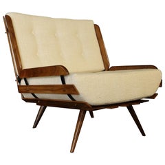 Costelinha lounge chair by Moveis Pailar with Pierre Frey fabric