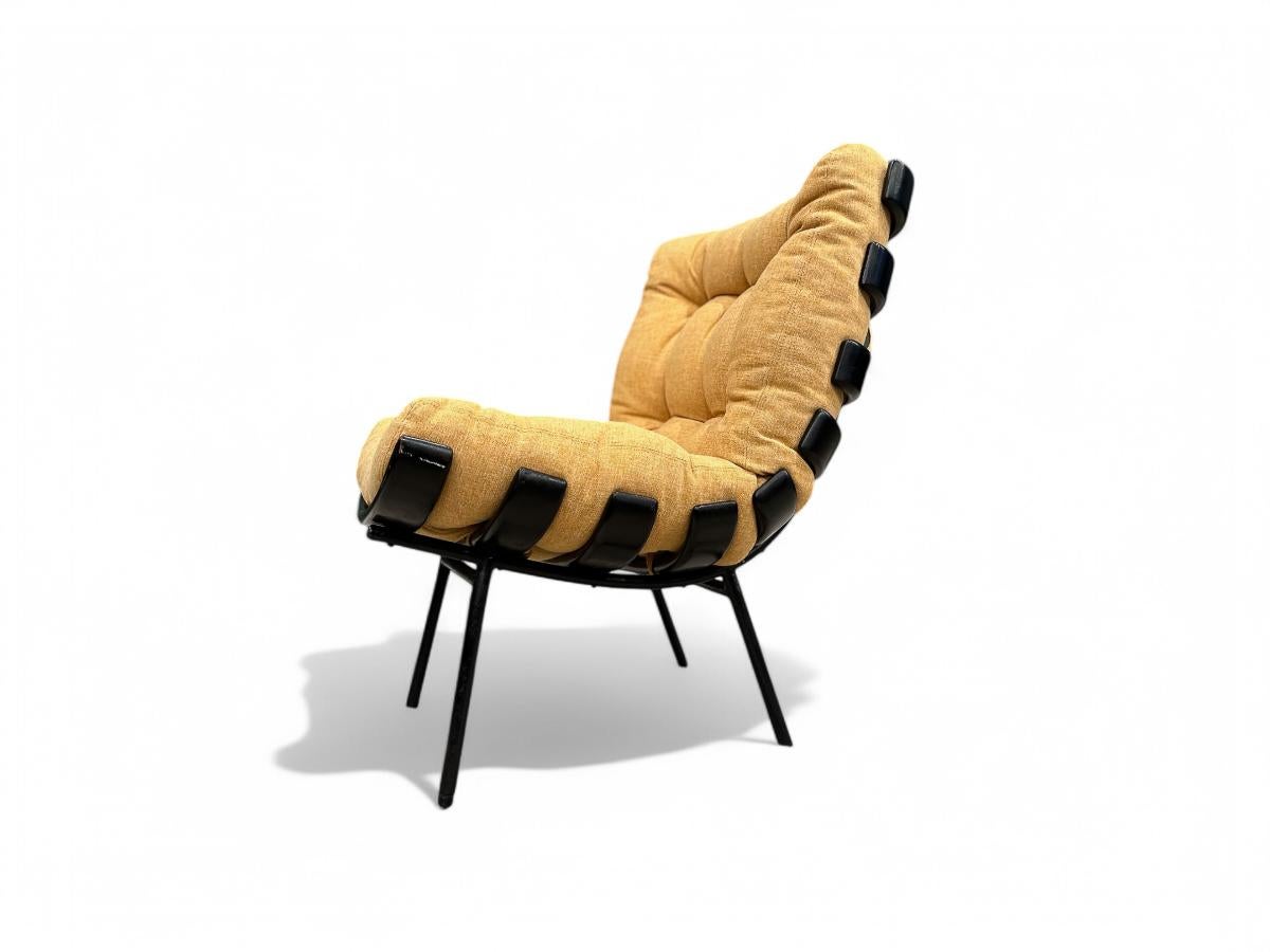 “Costella” Armchair in Hardwood & Fabric att. to Martin Eisler, 1950’s Brazil For Sale 1