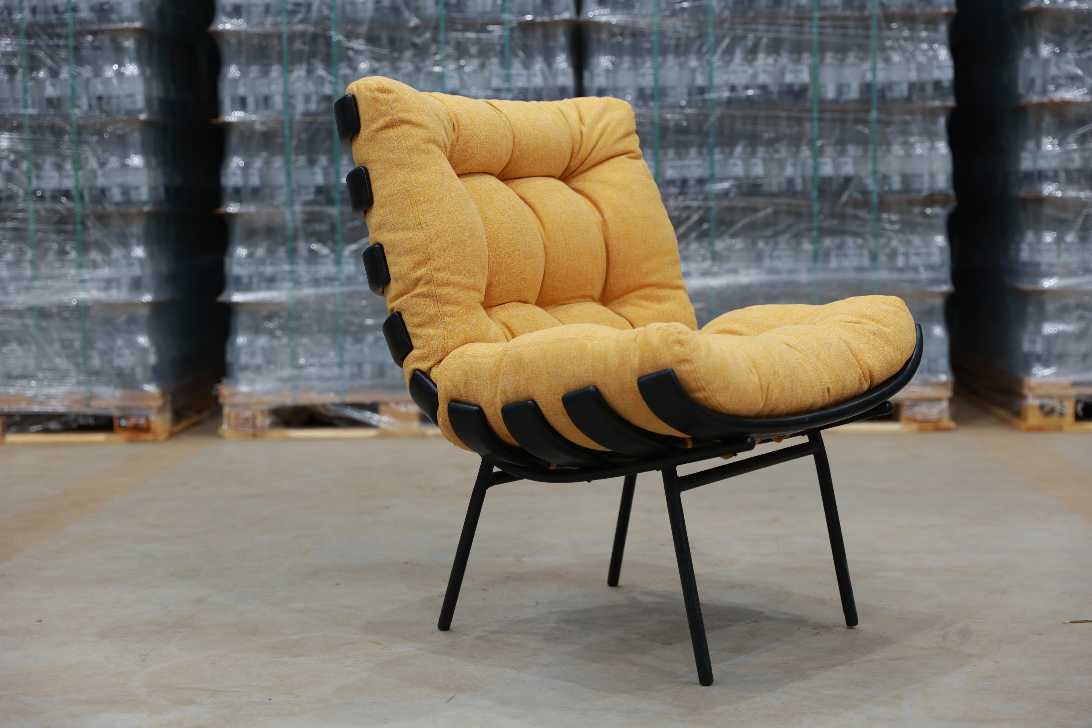 Available today, this “Costella” Armchair in Hardwood & Fabric att. to Martin Eisler, 1950’s Brazil s nothing less than awesome!

The model of this chair is called “Costella” and has a unique, sophisticated, and comfortable style to it. The chair is