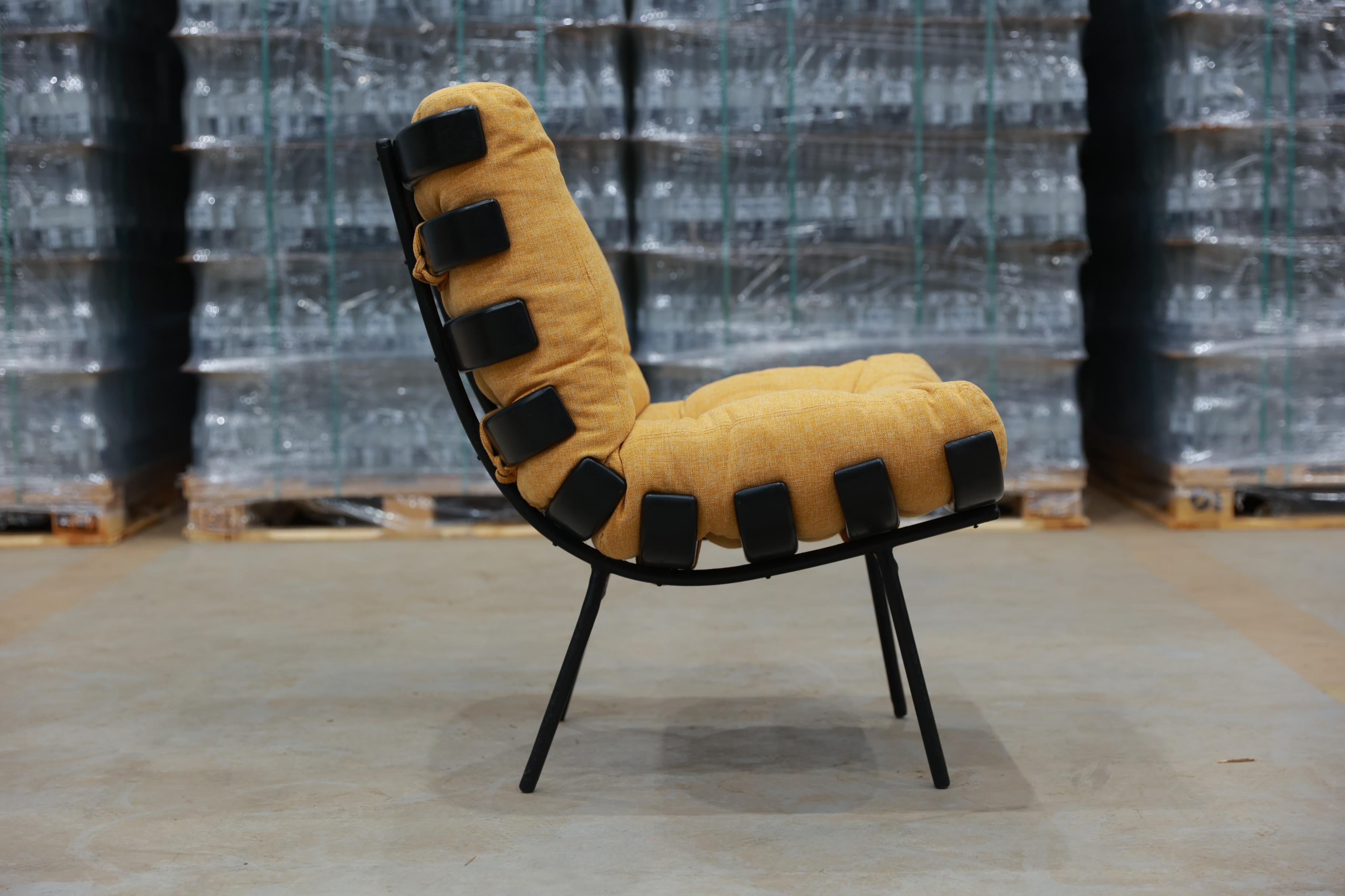 Mid-Century Modern “Costella” Armchair in Hardwood & Fabric att. to Martin Eisler, 1950’s Brazil For Sale