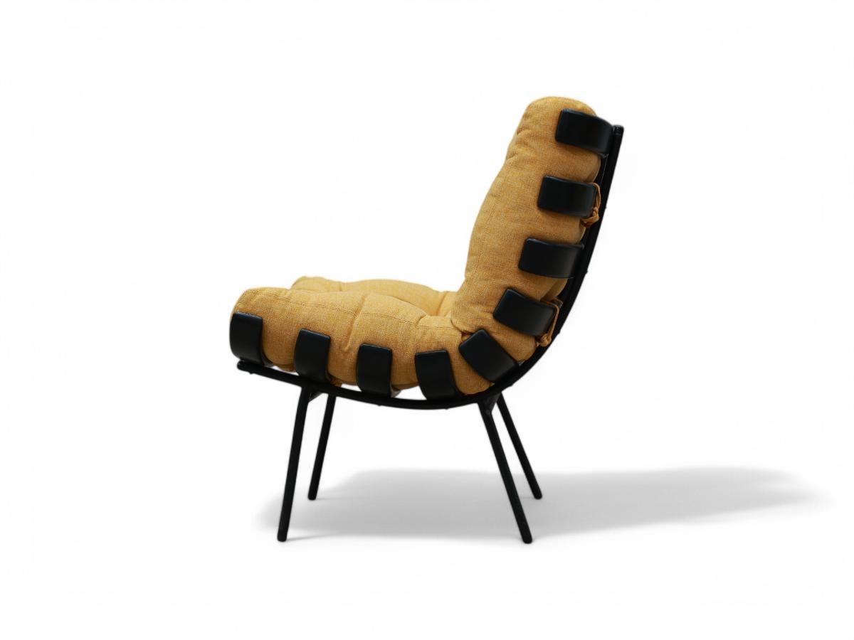 Mid-Century Modern “Costella” Armchair in Hardwood & Fabric att. to Martin Eisler, 1950’s Brazil For Sale