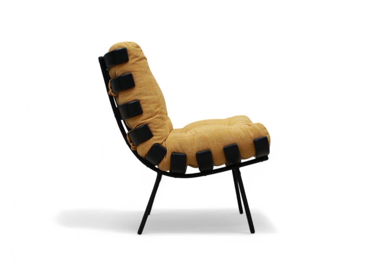 “Costella” Armchair in Hardwood & Fabric att. to Martin Eisler, 1950’s Brazil In Good Condition For Sale In New York, NY