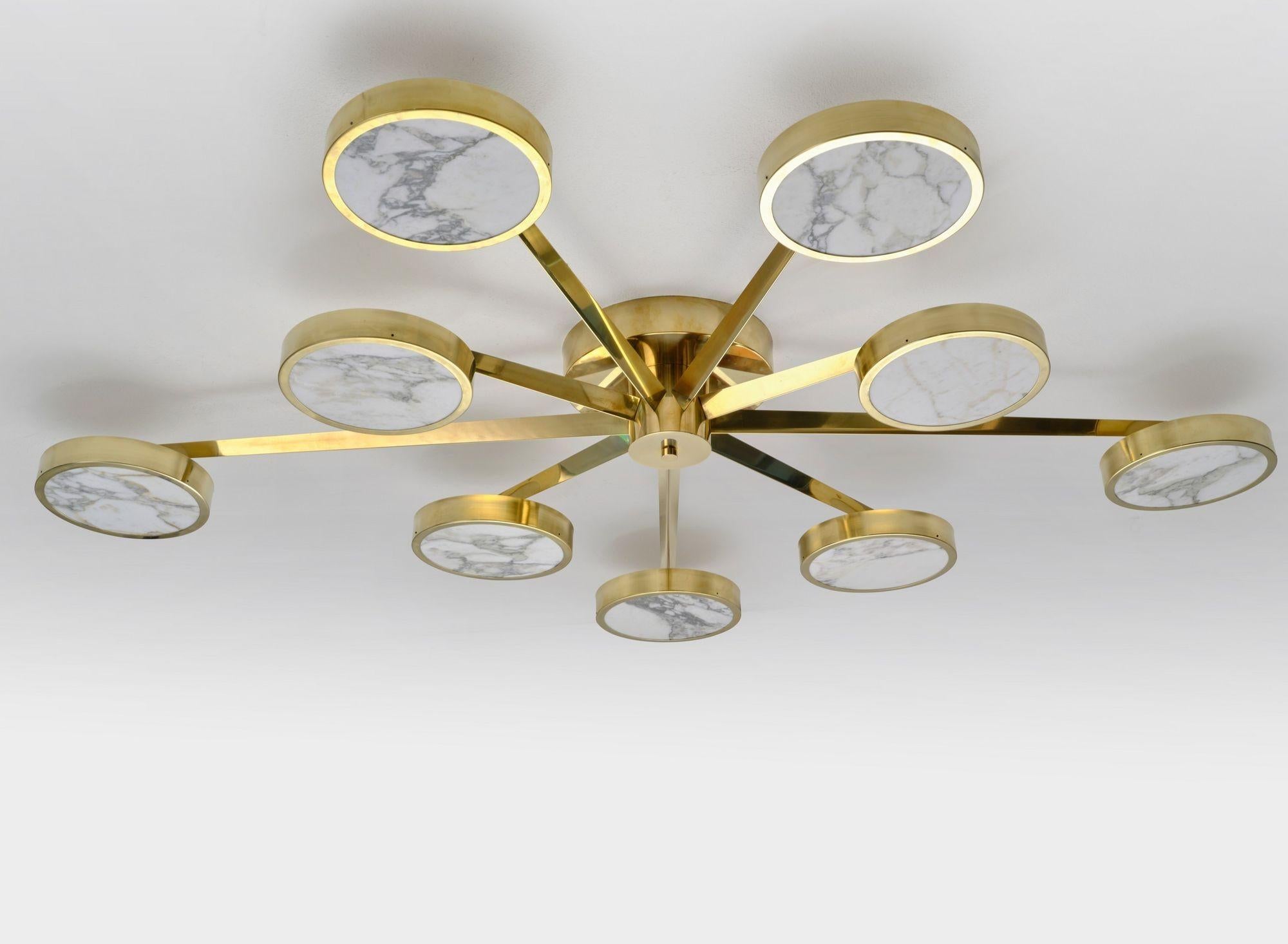 Costellazione Asymmetrical Flush Chandelier Piattelli Design 9-Shades Calacatta For Sale 4