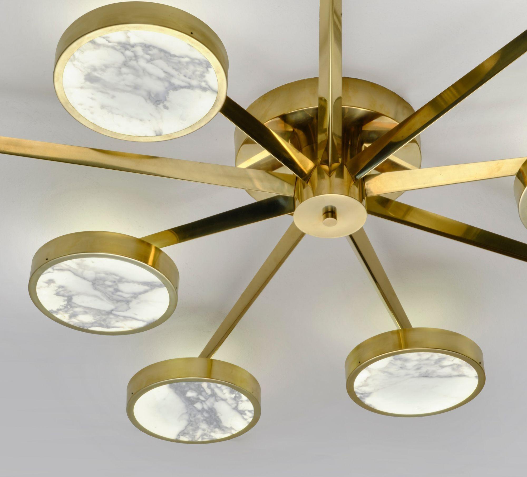 Costellazione Asymmetrical Flush Chandelier Piattelli Design 9-Shades Calacatta For Sale 6