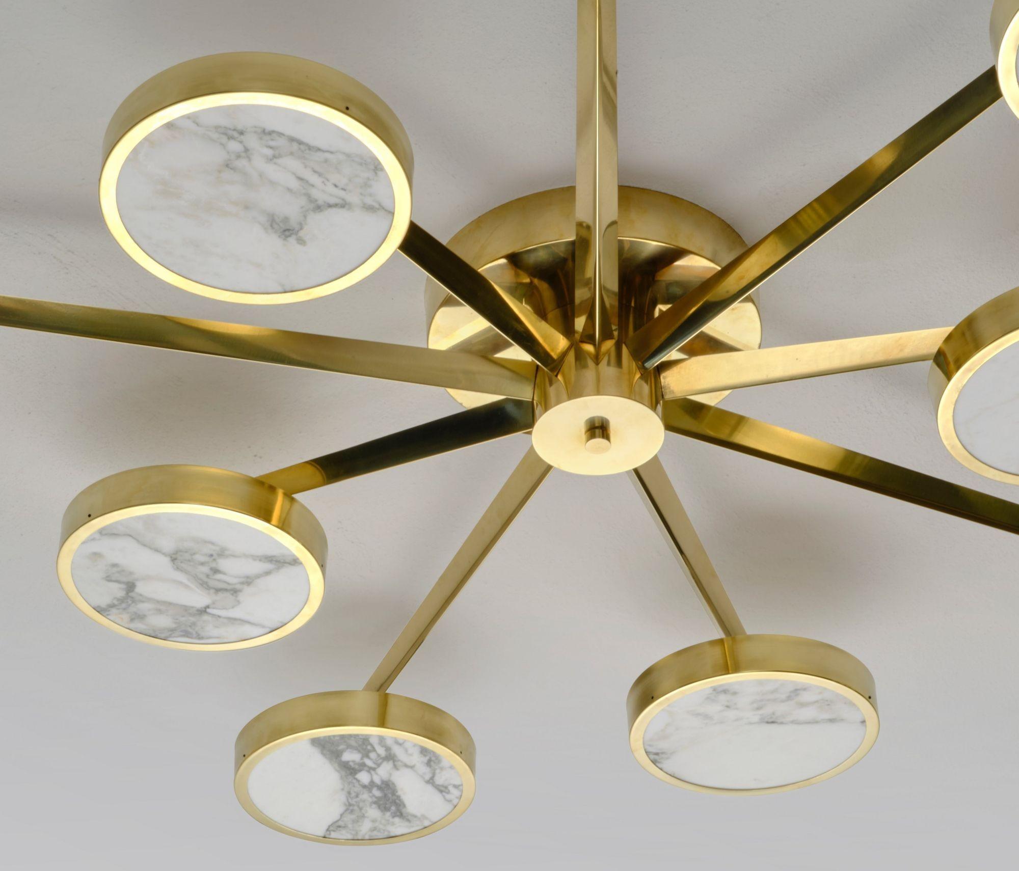 Costellazione Asymmetrical Flush Chandelier Piattelli Design 9-Shades Calacatta For Sale 8