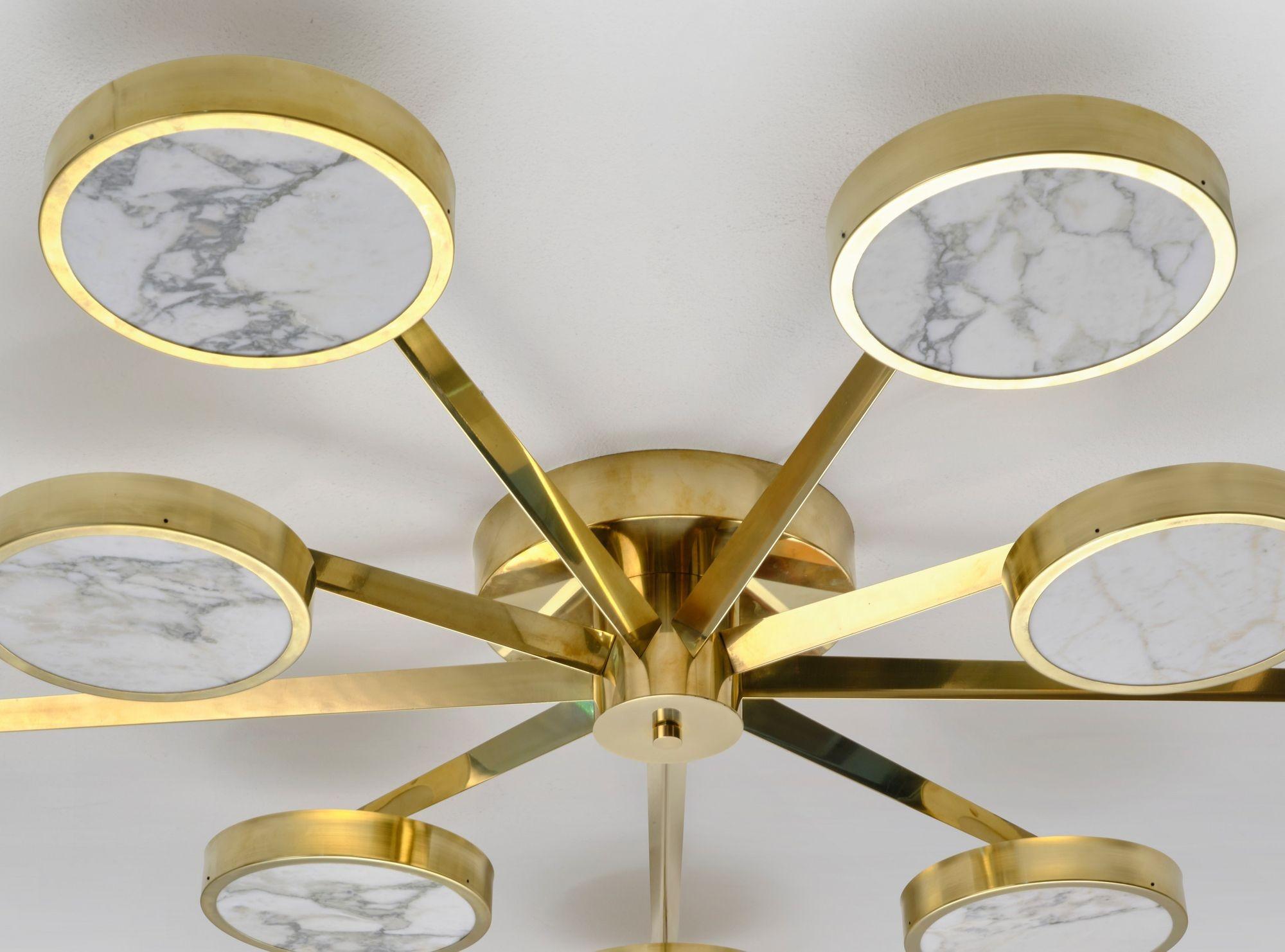 Costellazione Asymmetrical Flush Chandelier Piattelli Design 9-Shades Calacatta For Sale 9
