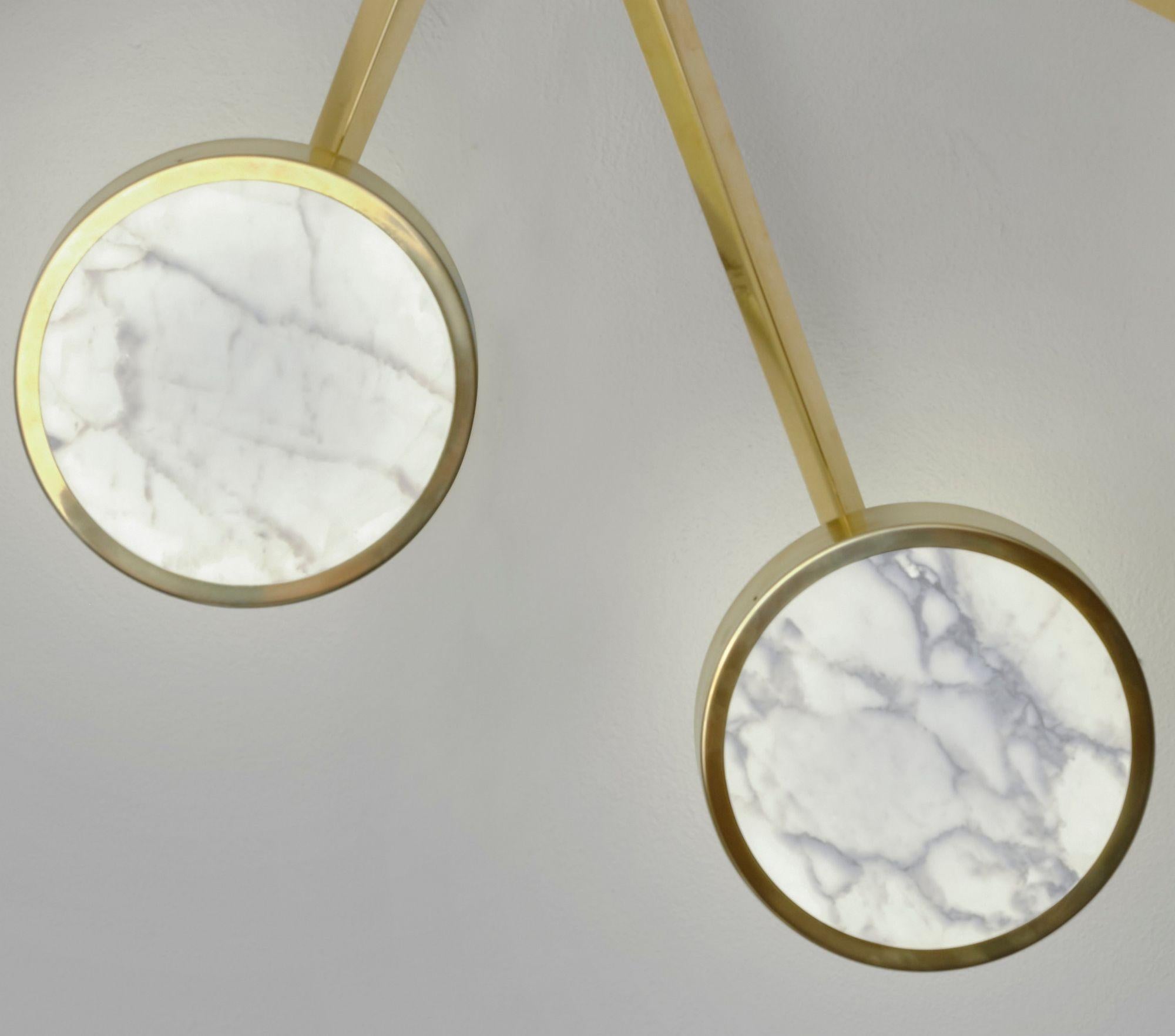 Costellazione Asymmetrical Flush Chandelier Piattelli Design 9-Shades Calacatta For Sale 10