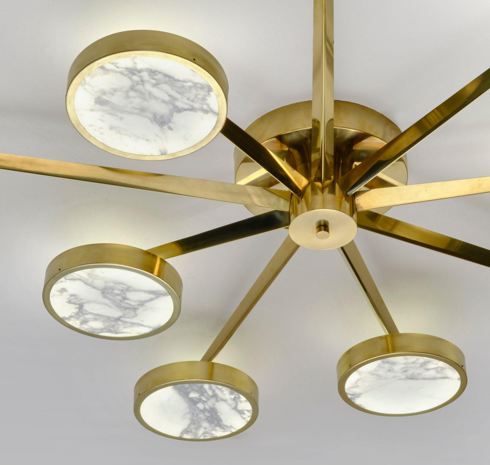 Costellazione Asymmetrical Flush Chandelier Piattelli Design 9-Shades Calacatta For Sale 11