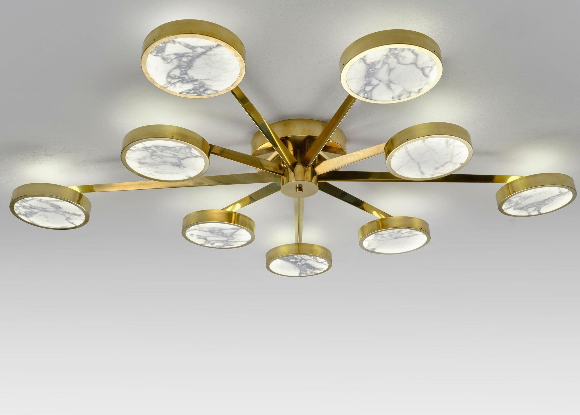 Italian Costellazione Asymmetrical Flush Chandelier Piattelli Design 9-Shades Calacatta For Sale