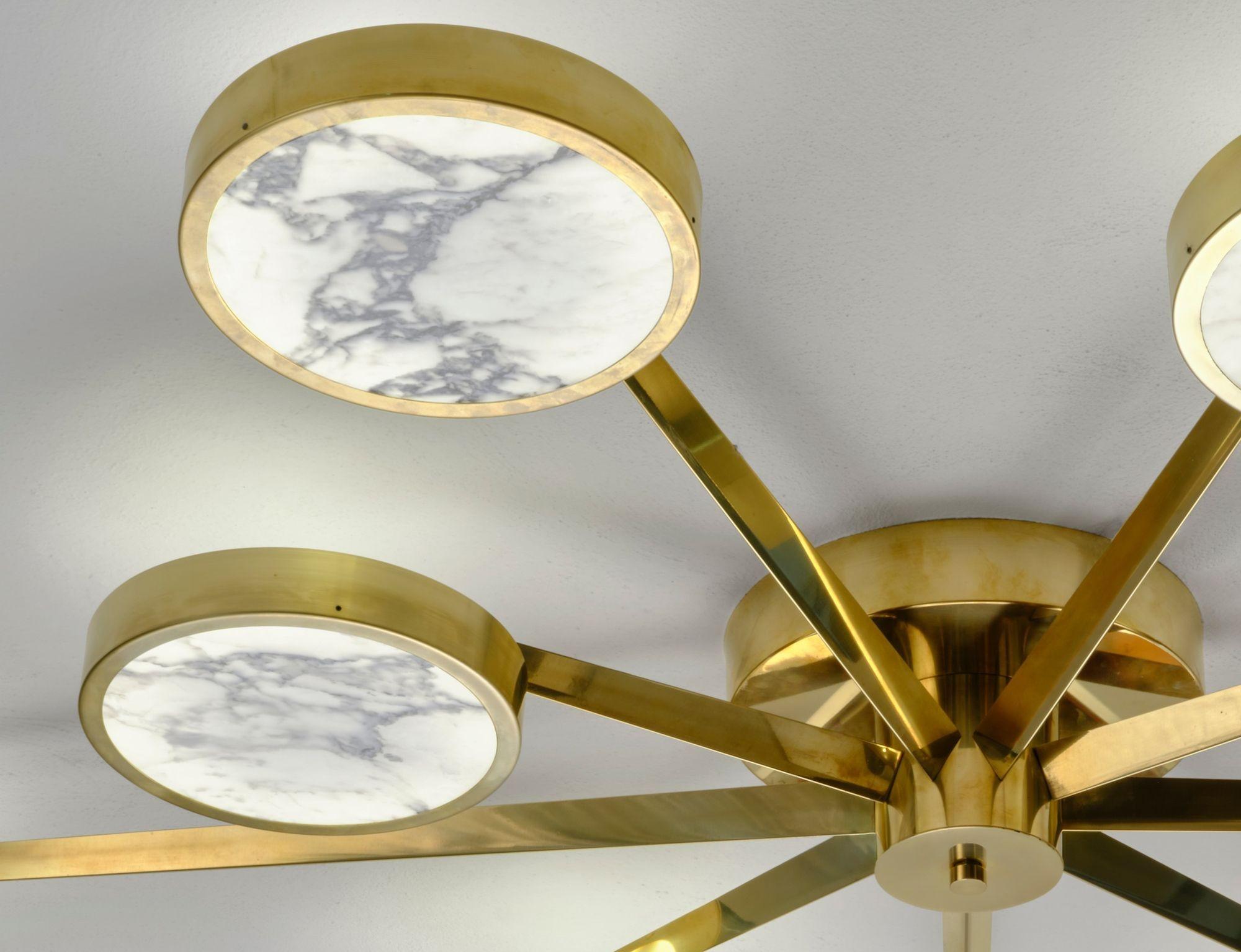 Costellazione Asymmetrical Flush Chandelier Piattelli Design 9-Shades Calacatta For Sale 1