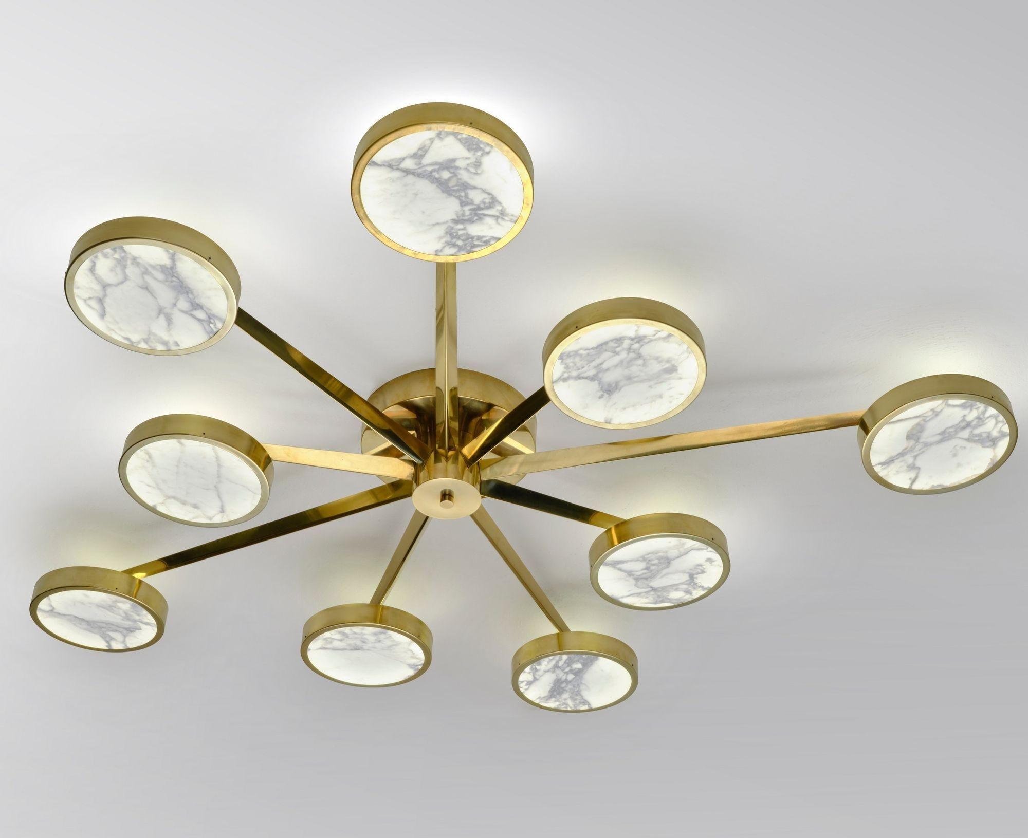 Costellazione Asymmetrical Flush Chandelier Piattelli Design 9-Shades Calacatta For Sale 2