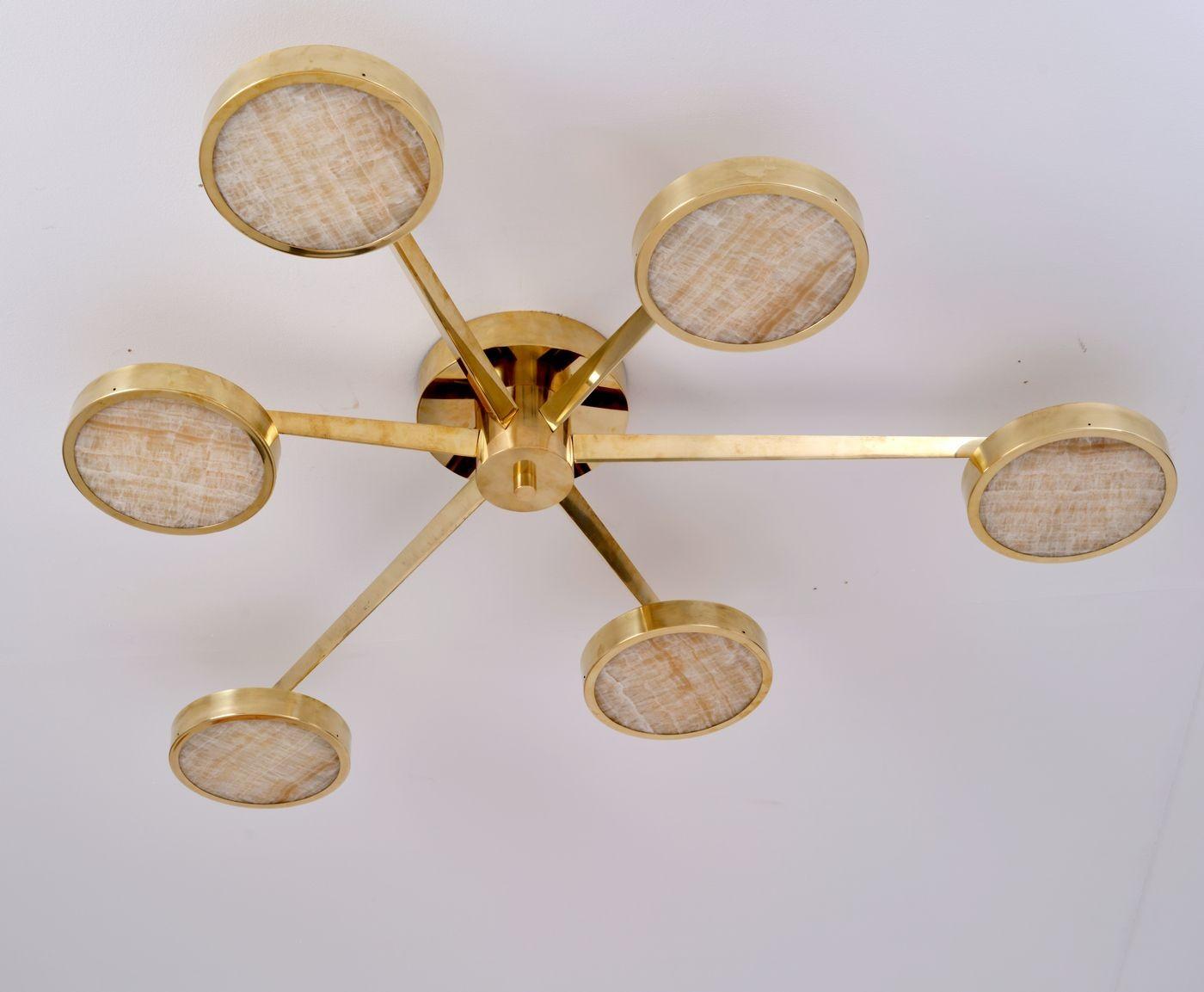 Costellazione Lustre affleurant en laiton Onyx 6 bras Silvio Piattelli Design en vente 5