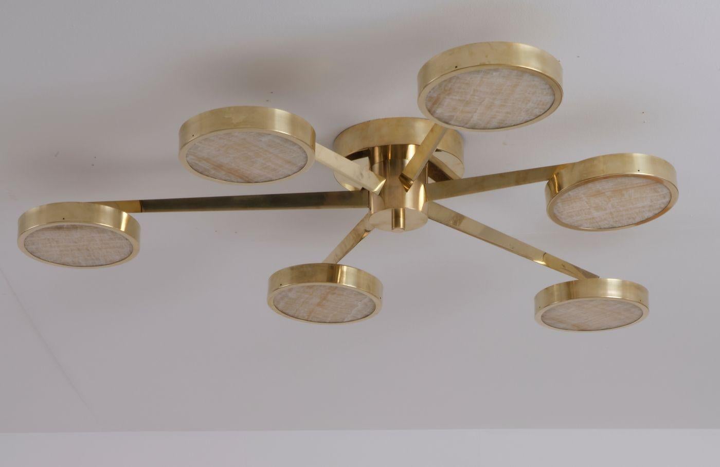 XXIe siècle et contemporain Costellazione Lustre affleurant en laiton Onyx 6 bras Silvio Piattelli Design en vente